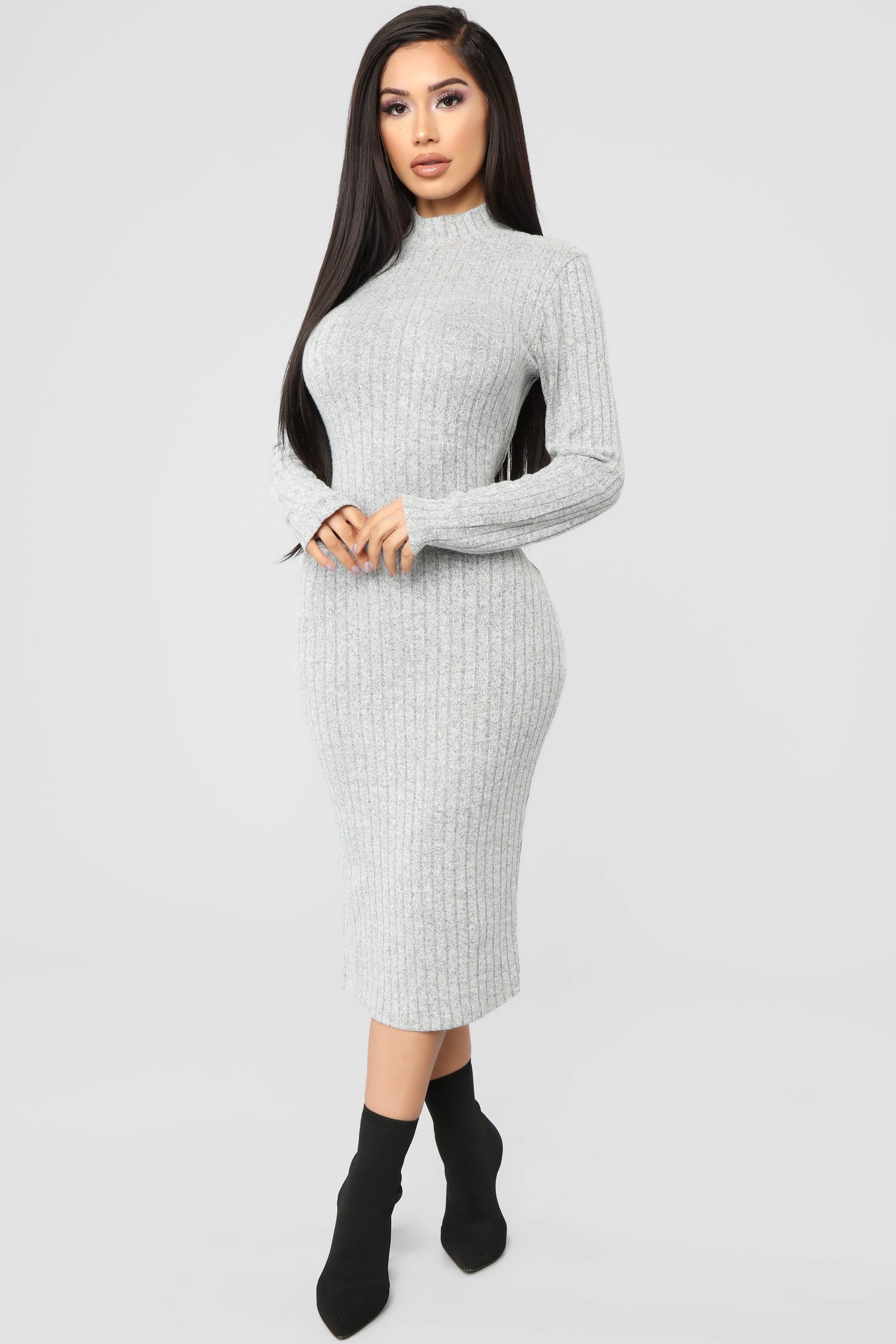 Not Over You Yet Sweater Dress - Heather Grey