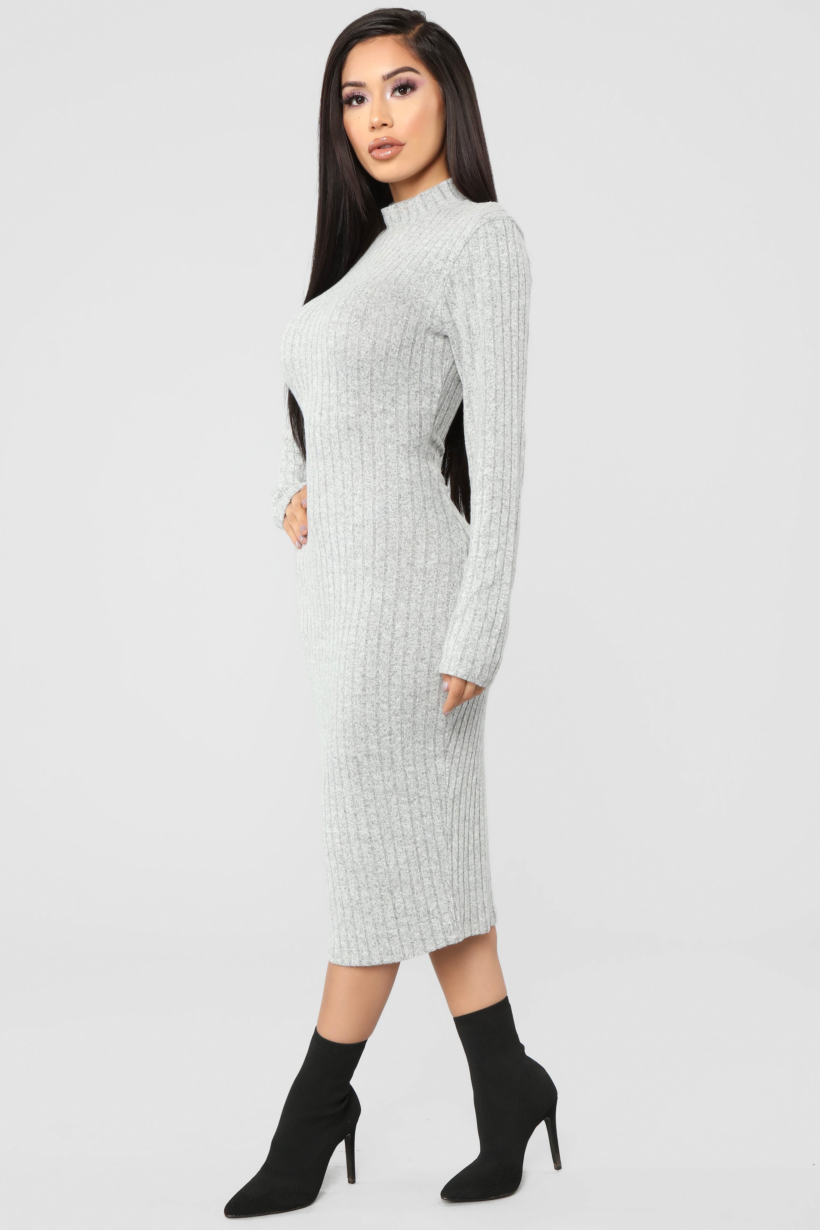 Not Over You Yet Sweater Dress - Heather Grey