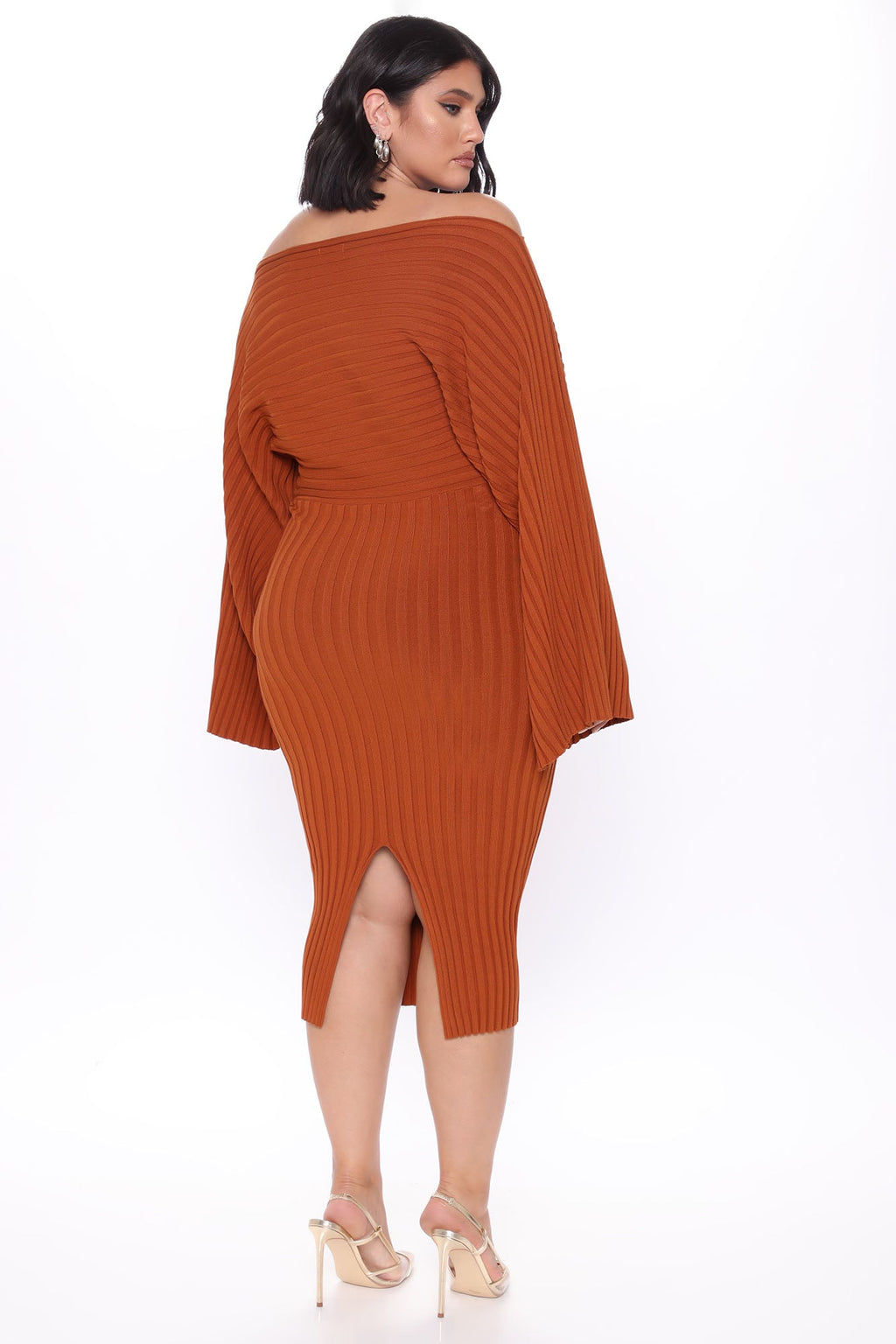Heather Sweater Midi Dress - Cognac