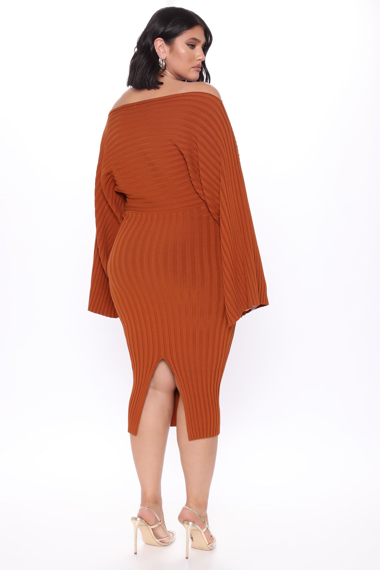 Heather Sweater Midi Dress - Cognac