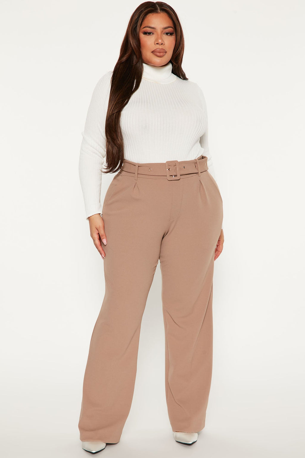 Celine Belted Wide Leg Pant - Taupe