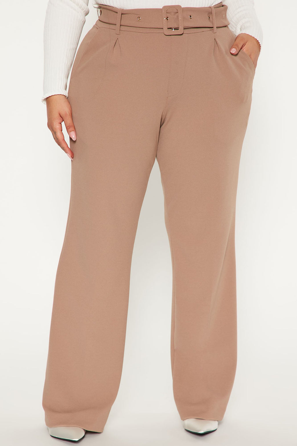 Celine Belted Wide Leg Pant - Taupe
