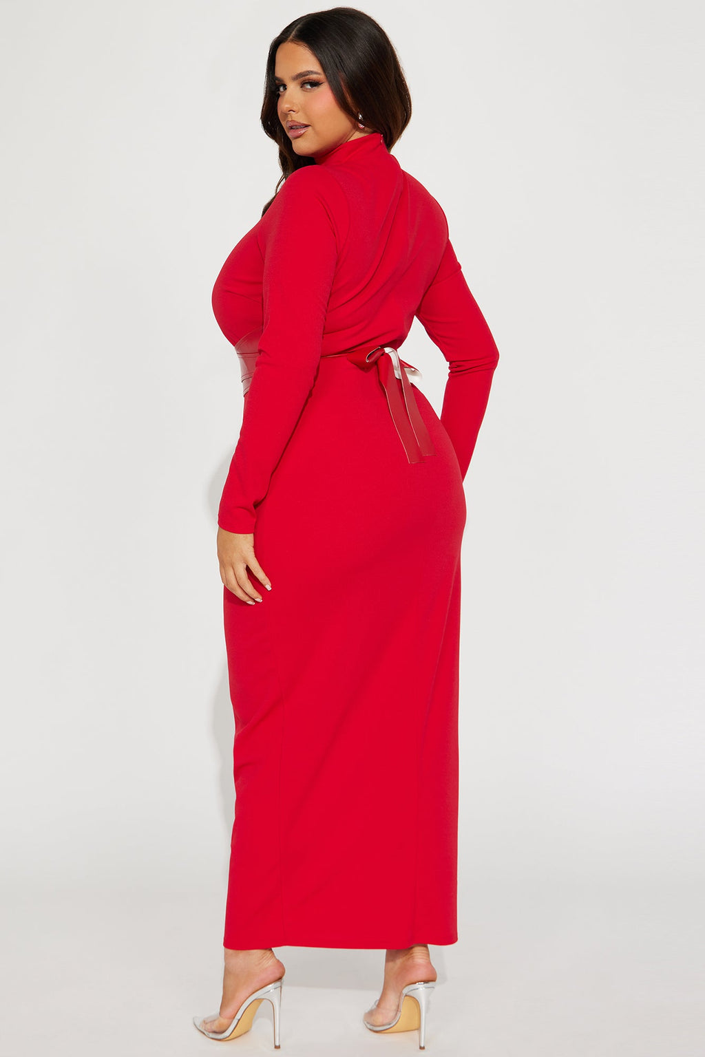 Brianna Belted Maxi Dress - Red