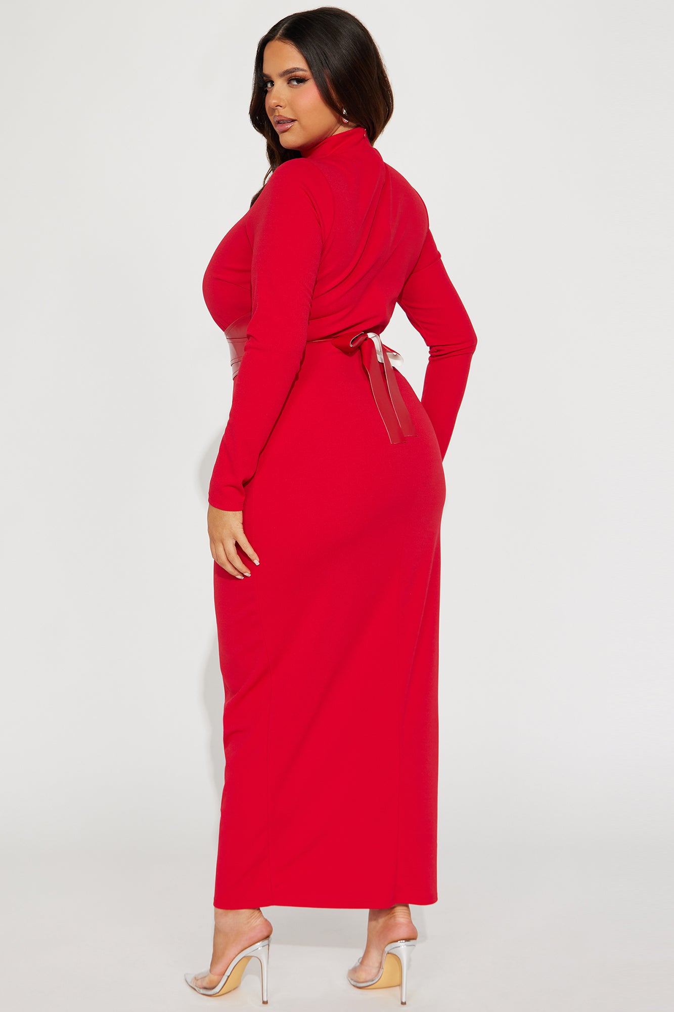 Brianna Belted Maxi Dress - Red