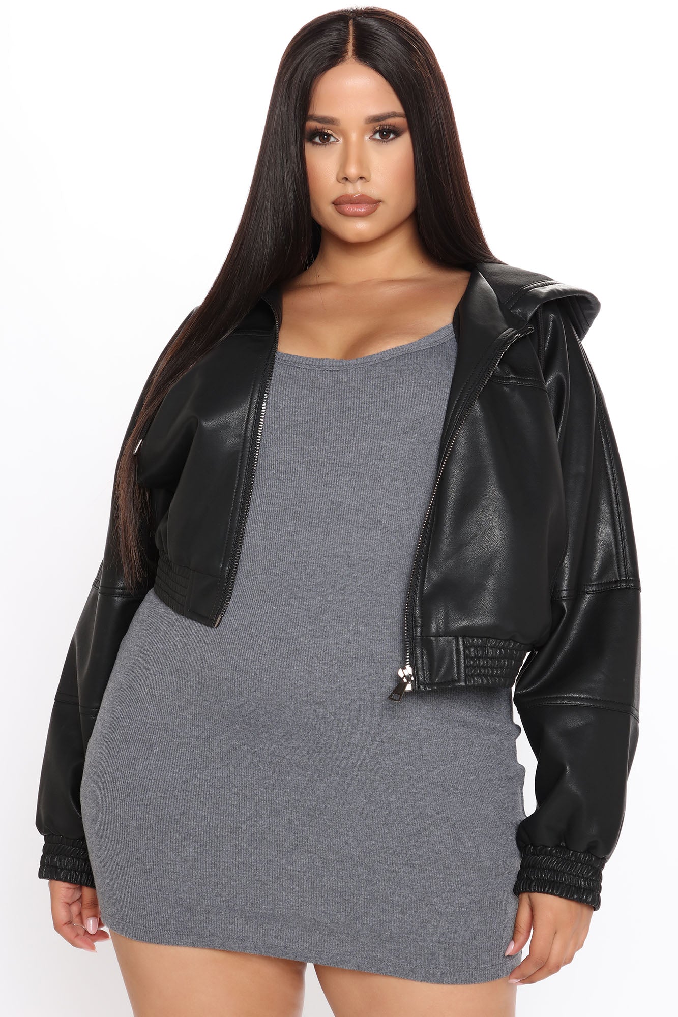 Call Me Baddie Faux Leather Jacket - Black