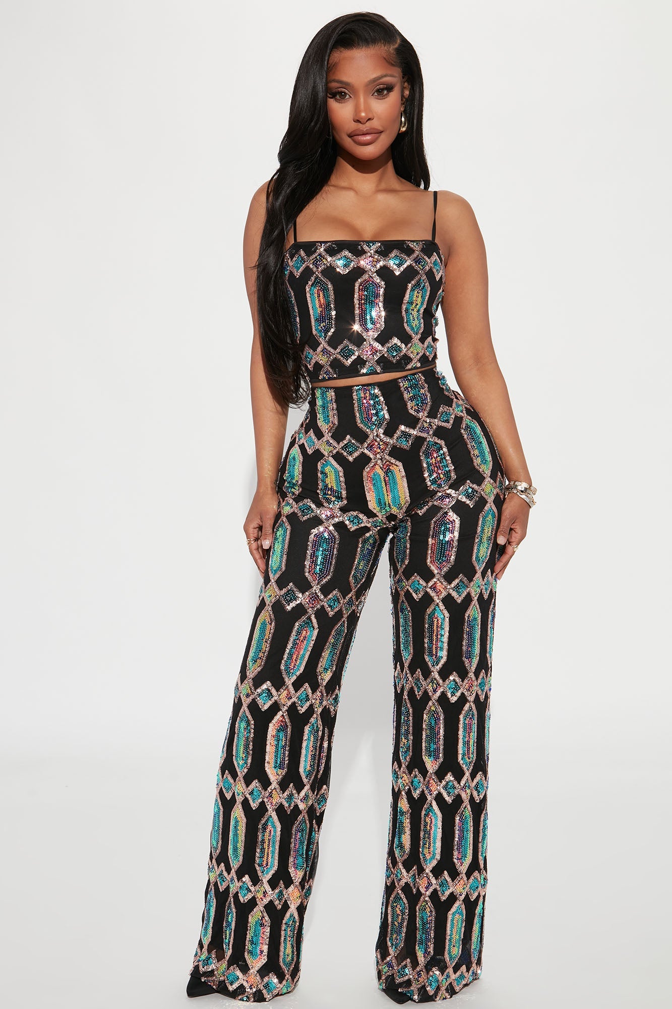 Just Your Fairytale Sequin Pant Set - Black/combo