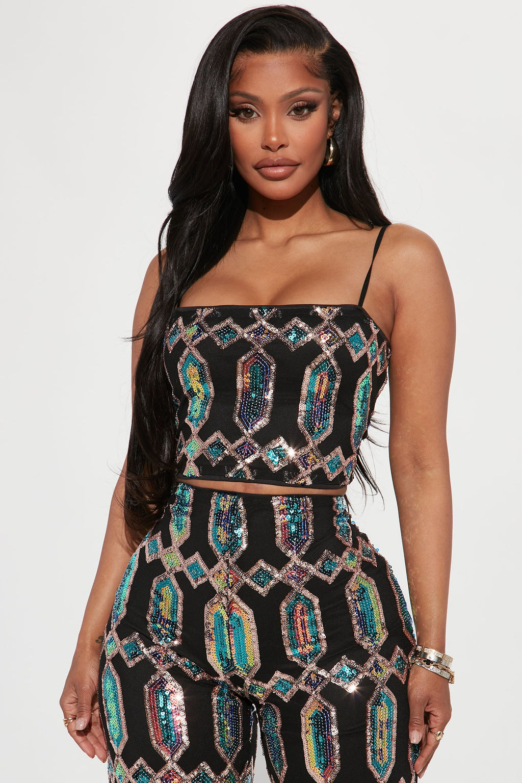 Just Your Fairytale Sequin Pant Set - Black/combo