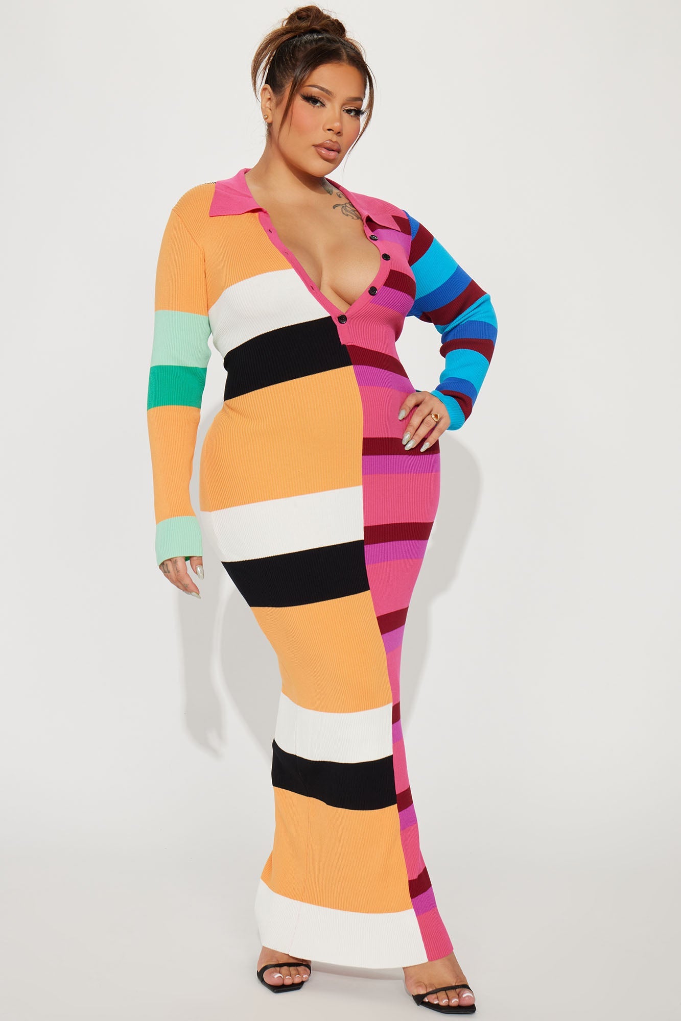 Peri Striped Sweater Maxi Dress - Multi Color