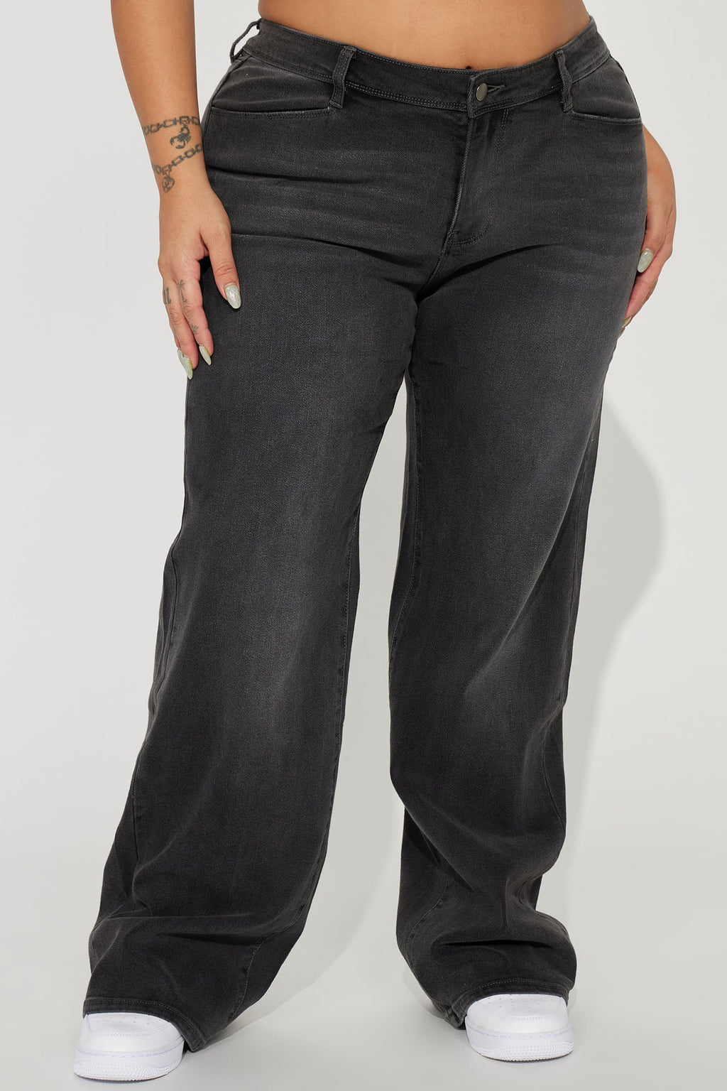 Lost As Always Stretch Baggy Jeans - Black Wash