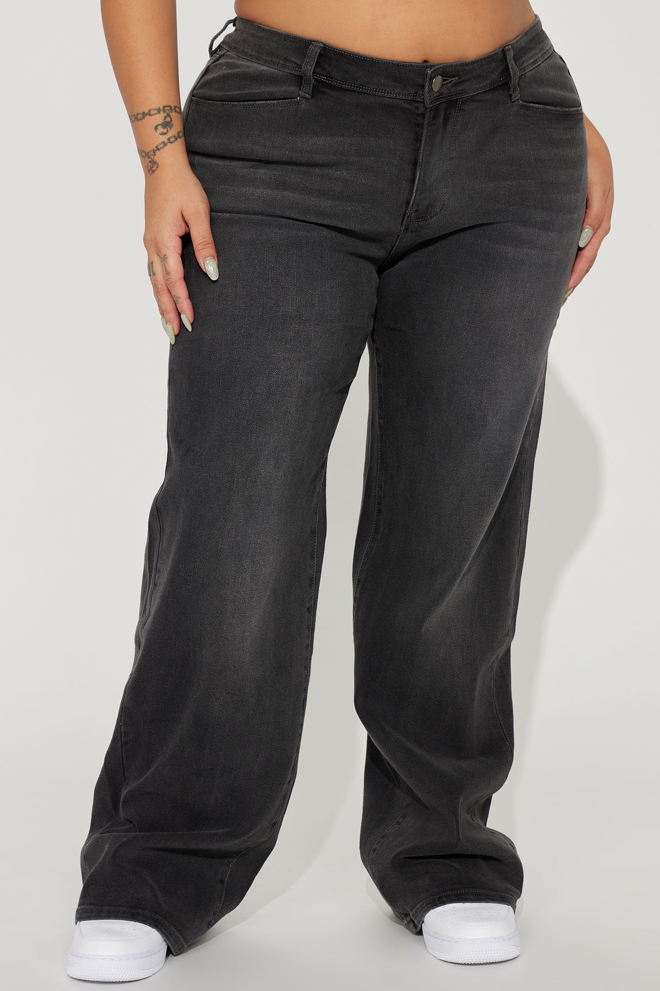 Lost As Always Stretch Baggy Jeans - Black Wash