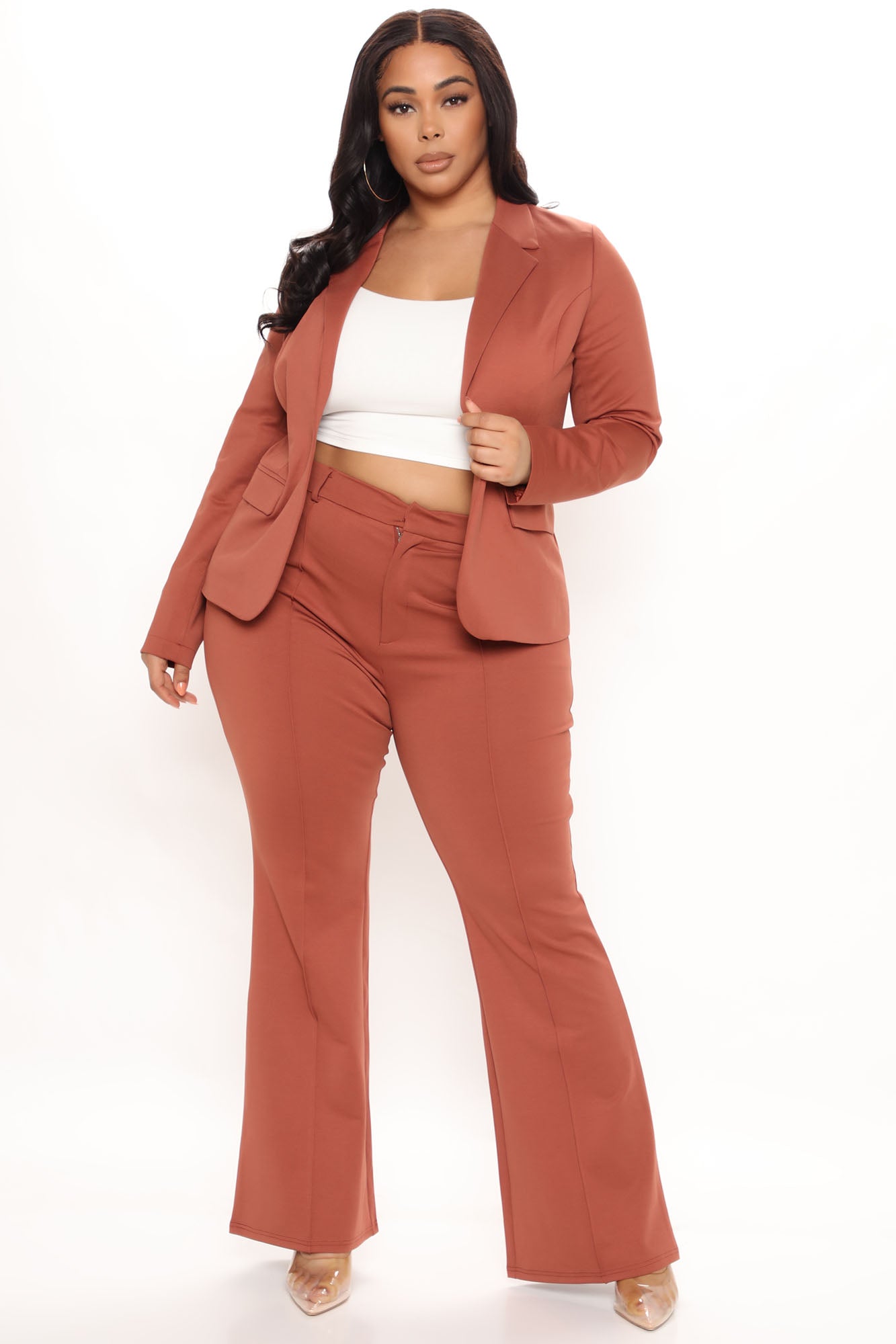 Business Per Usual Blazer Pant Set - Cognac