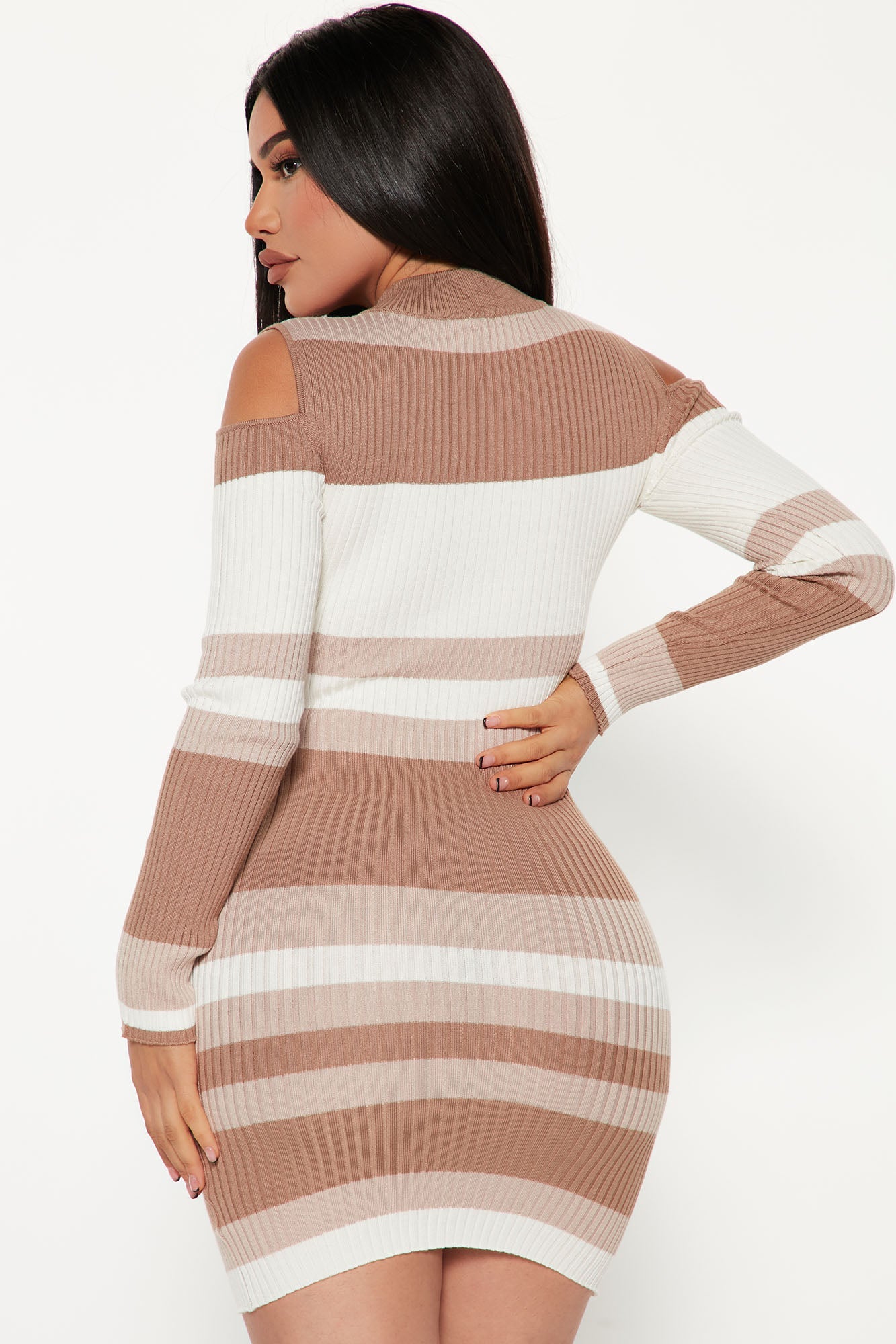 Love You More Sweater Mini Dress - Taupe/combo