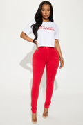 Classic Color High Waist Skinny Jeans - Red