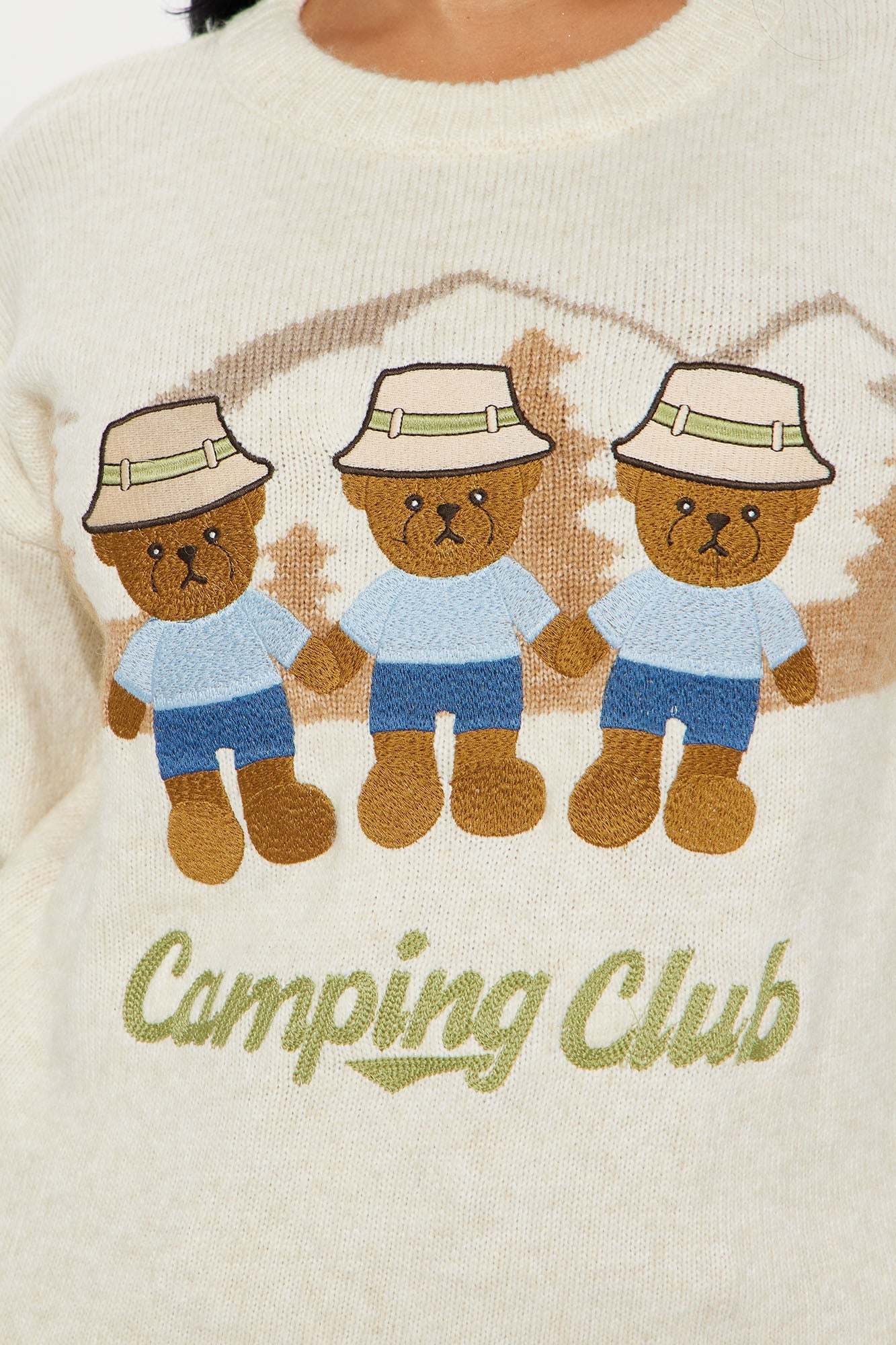 Camping Club Teddy Bear Sweater - Ivory/combo