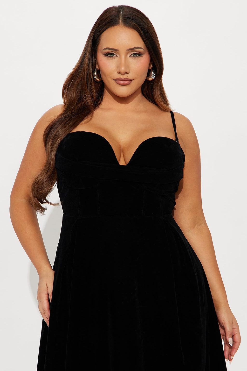 Head Over Heels Velvet Midi Dress - Black