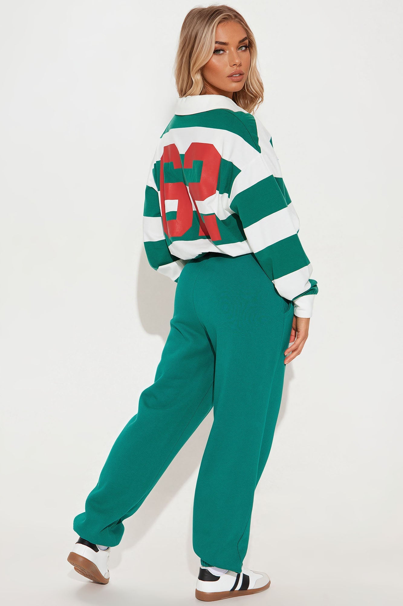 Number 62 Fleece Pant Set - Green/combo
