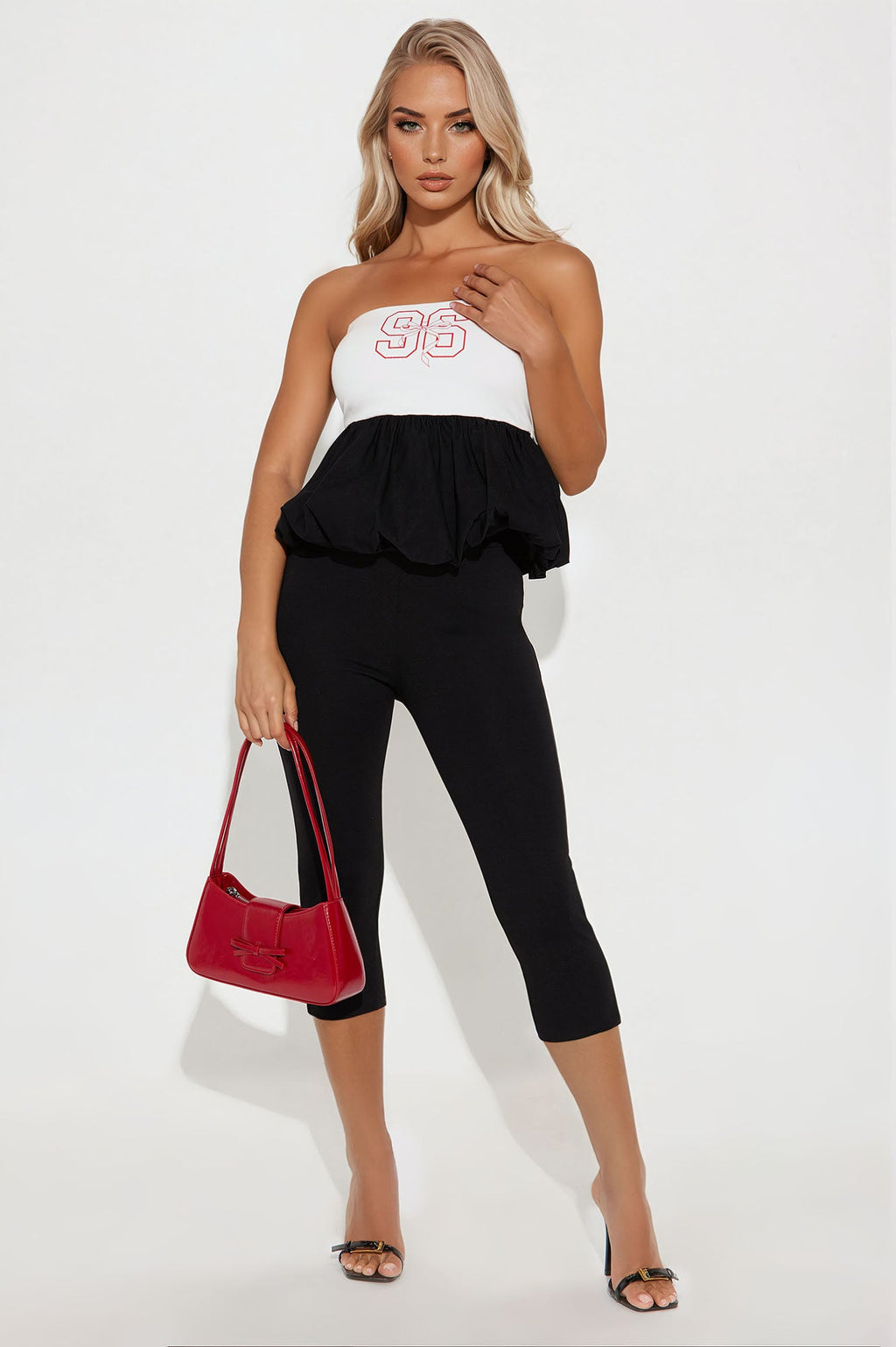 Ava Bubble Hem Top - White/combo