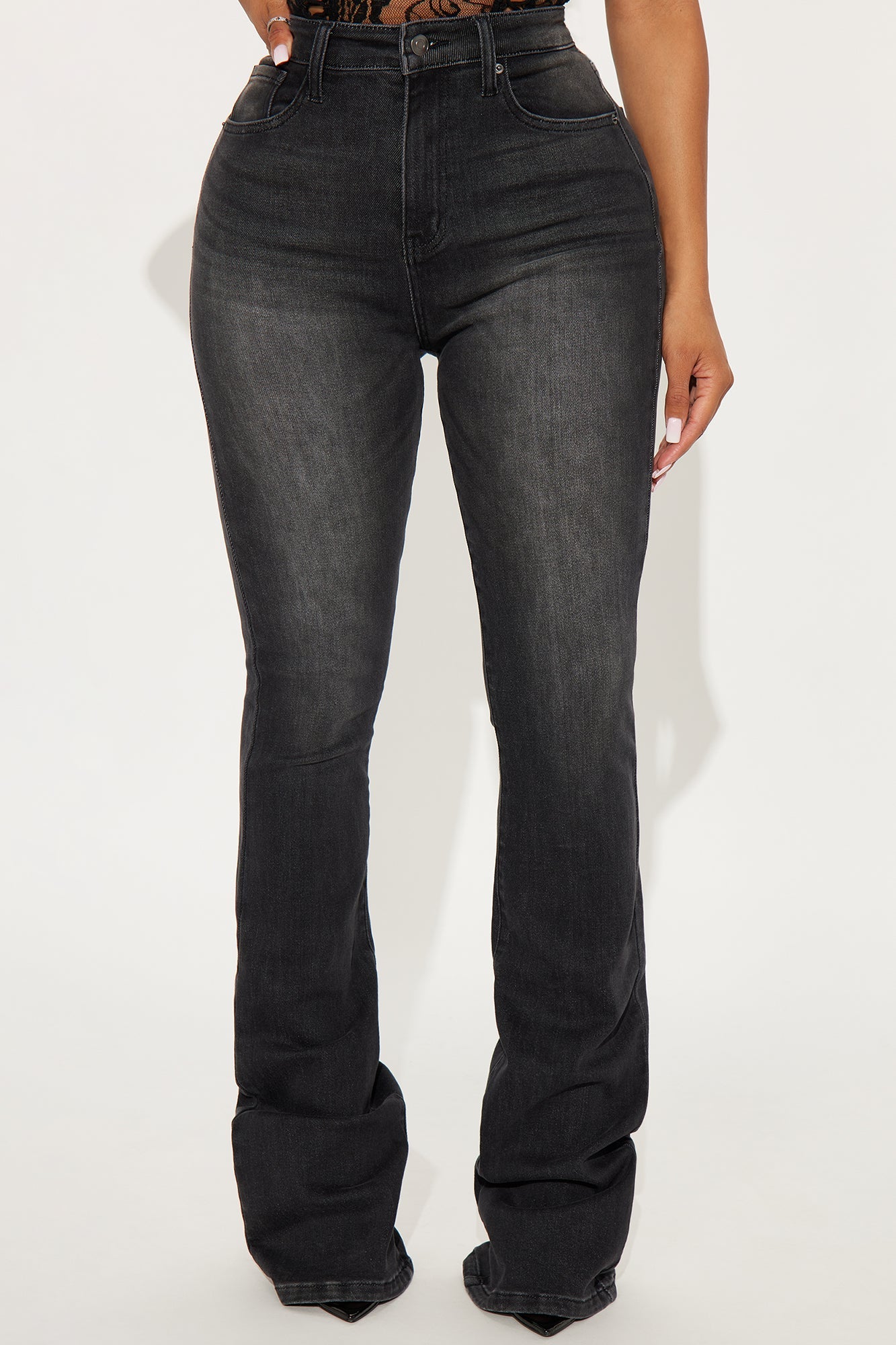 Tall Instant BBL Padded Stretch Sculpting Flare Jeans - Black Wash
