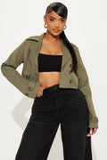 Rainy Days Cropped Trench - Olive