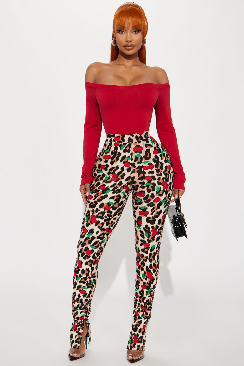 Bree Marie Wild Cherry Stacked Legging - Brown/combo