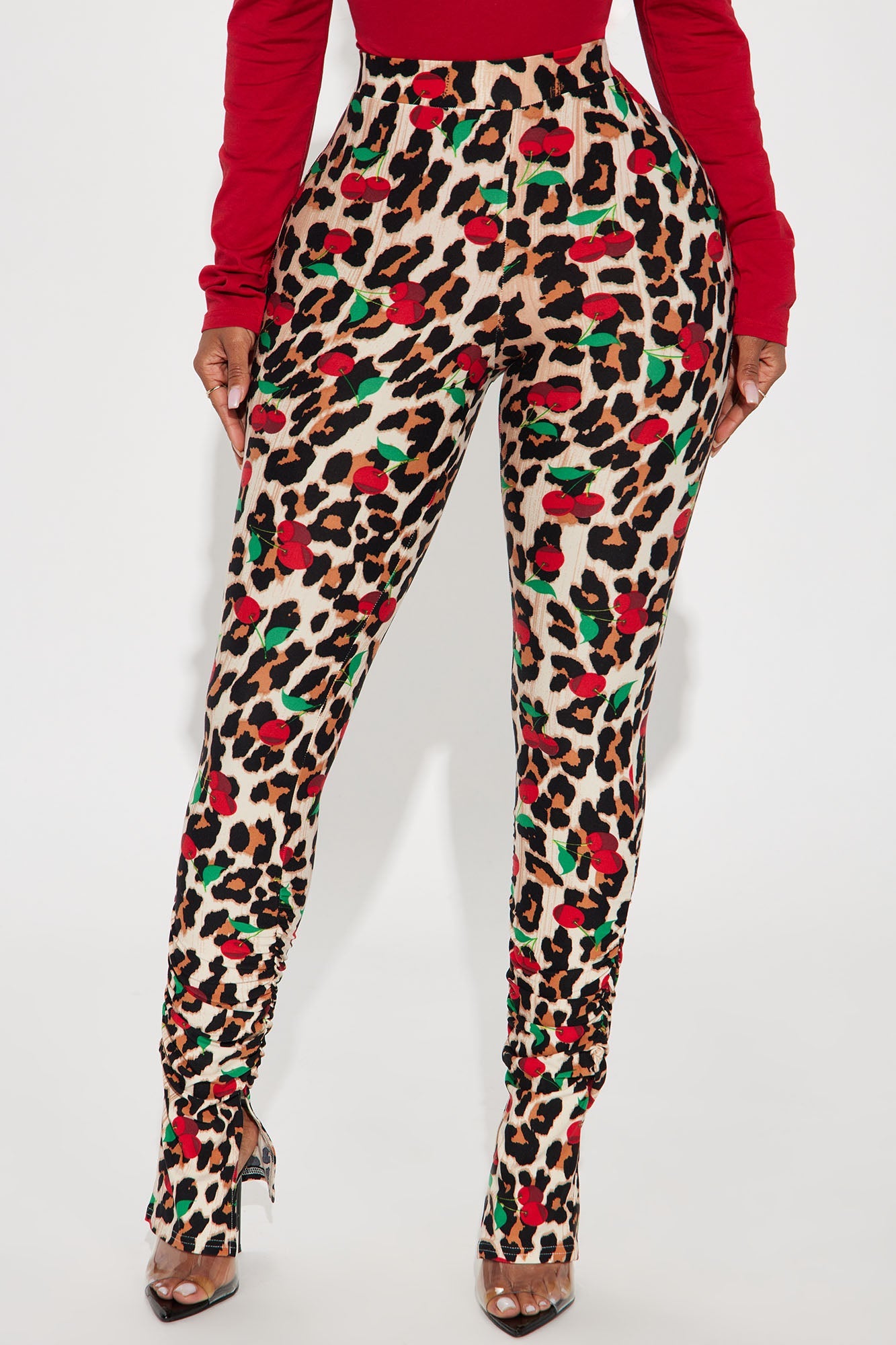 Bree Marie Wild Cherry Stacked Legging - Brown/combo