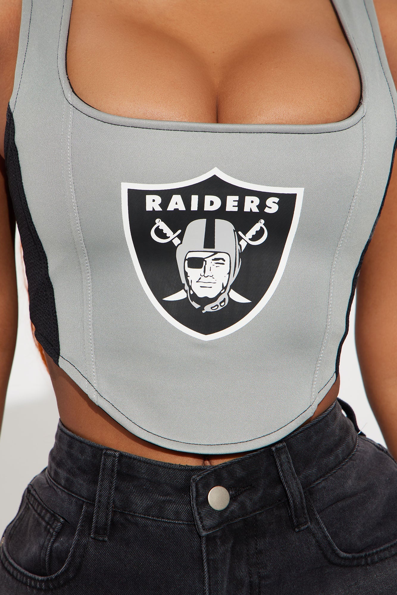Raiders Halftime Show Corset Top - Black/Grey