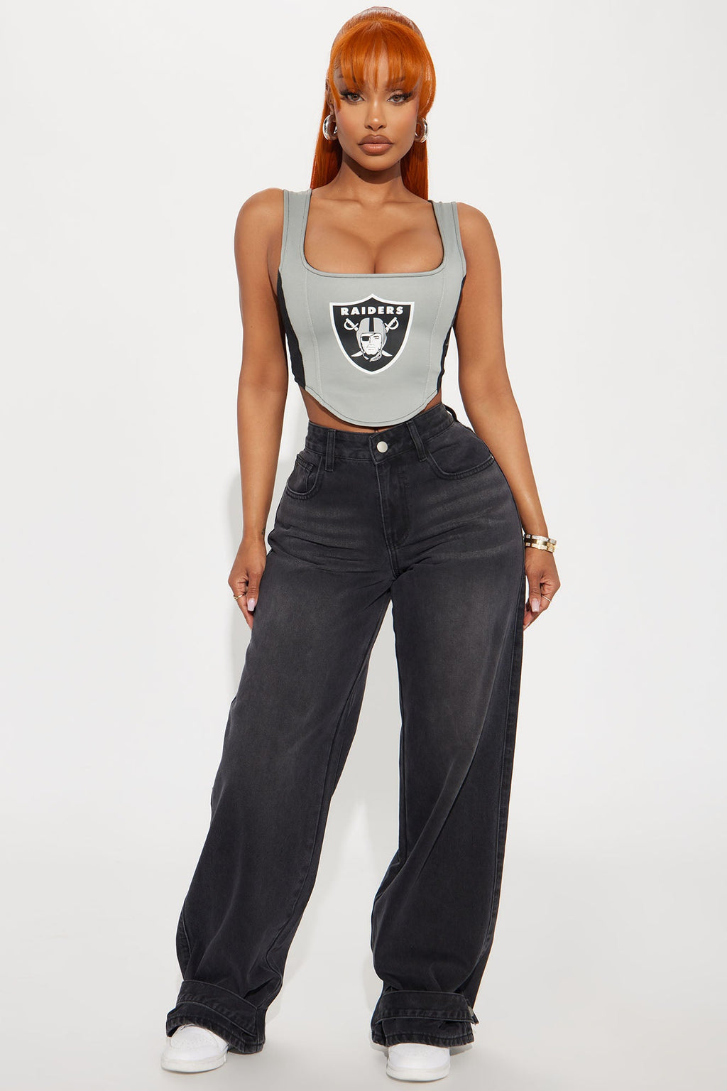 Raiders Halftime Show Corset Top - Black/Grey