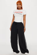 Dana Double Waistband Track Pant - Black