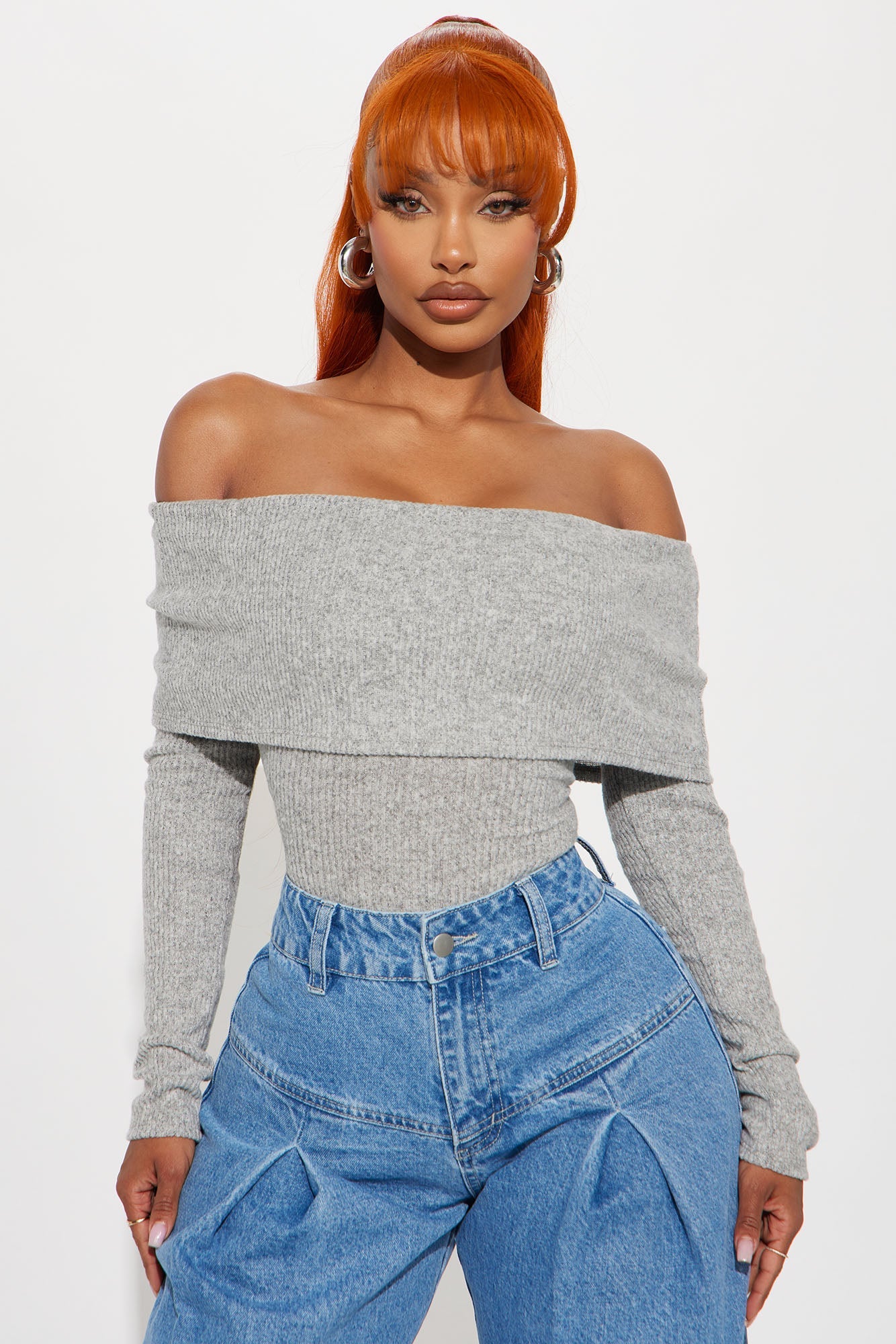 Samantha Sweater Bodysuit - Heather Grey