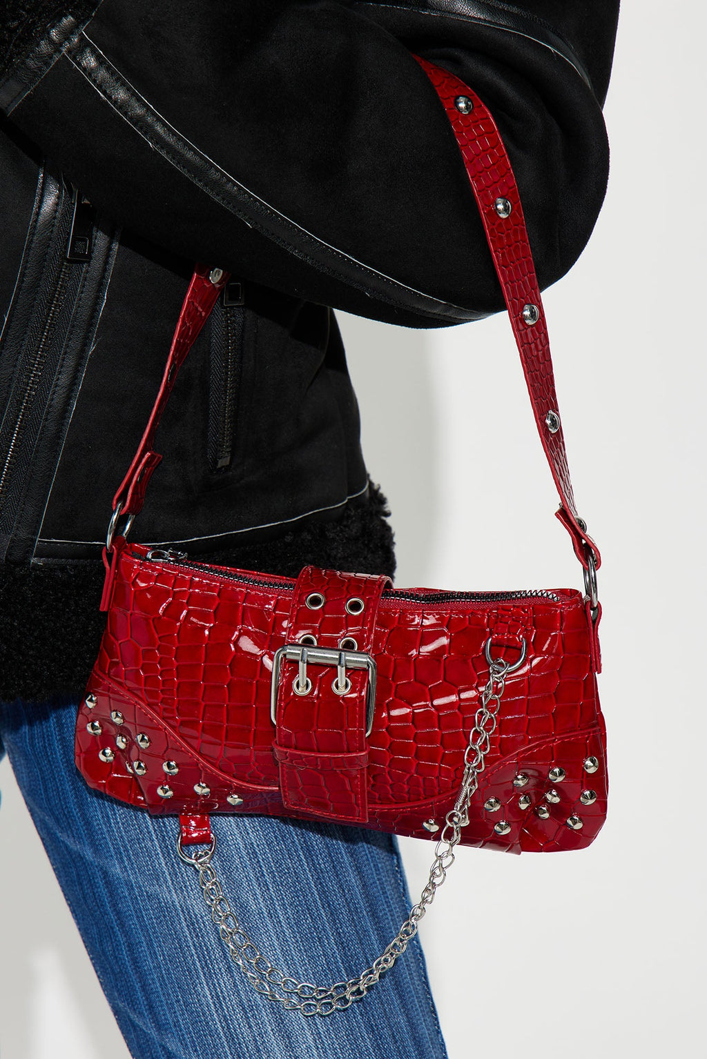 Street Style Shoulder Bag - Burgundy