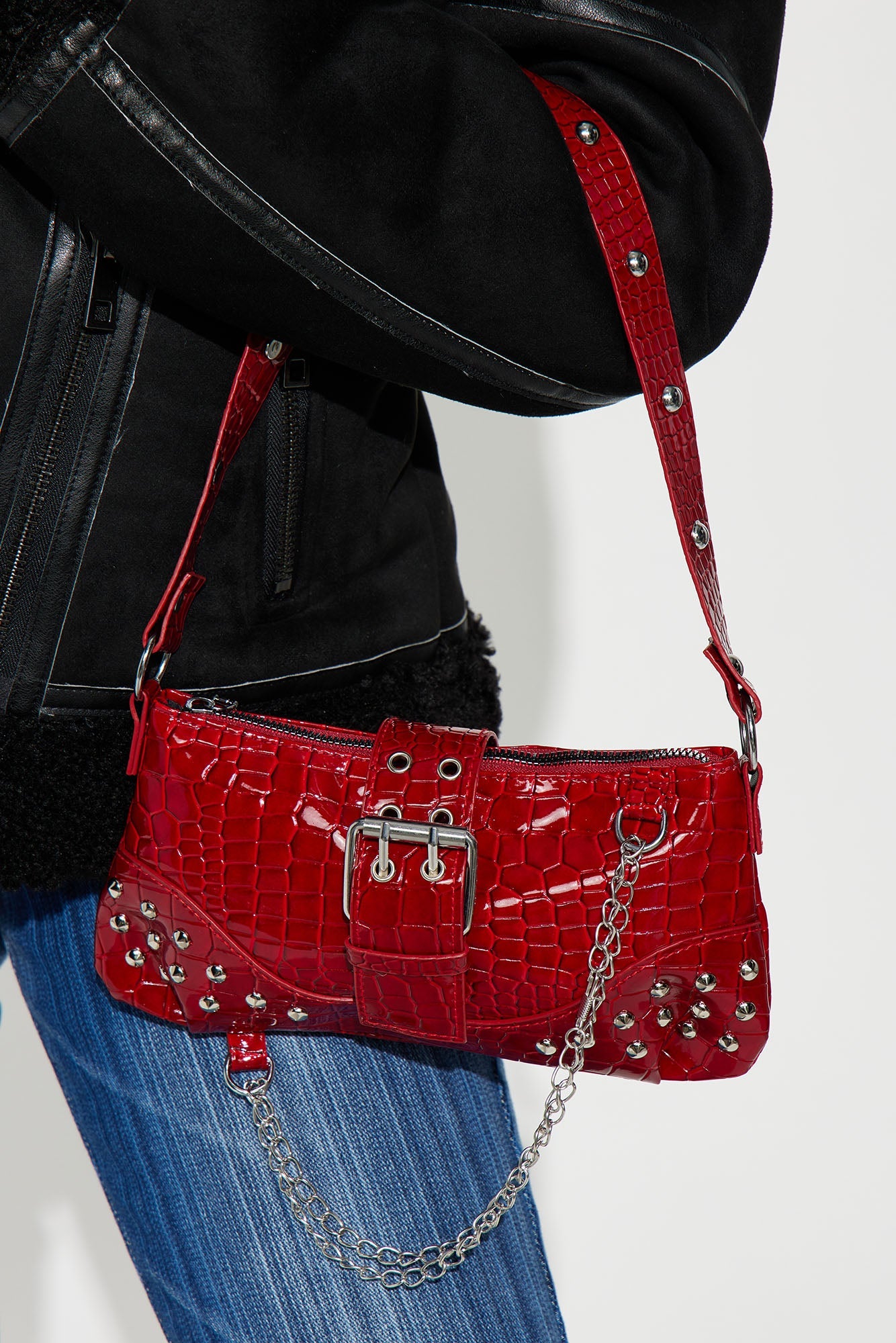 Street Style Shoulder Bag - Burgundy