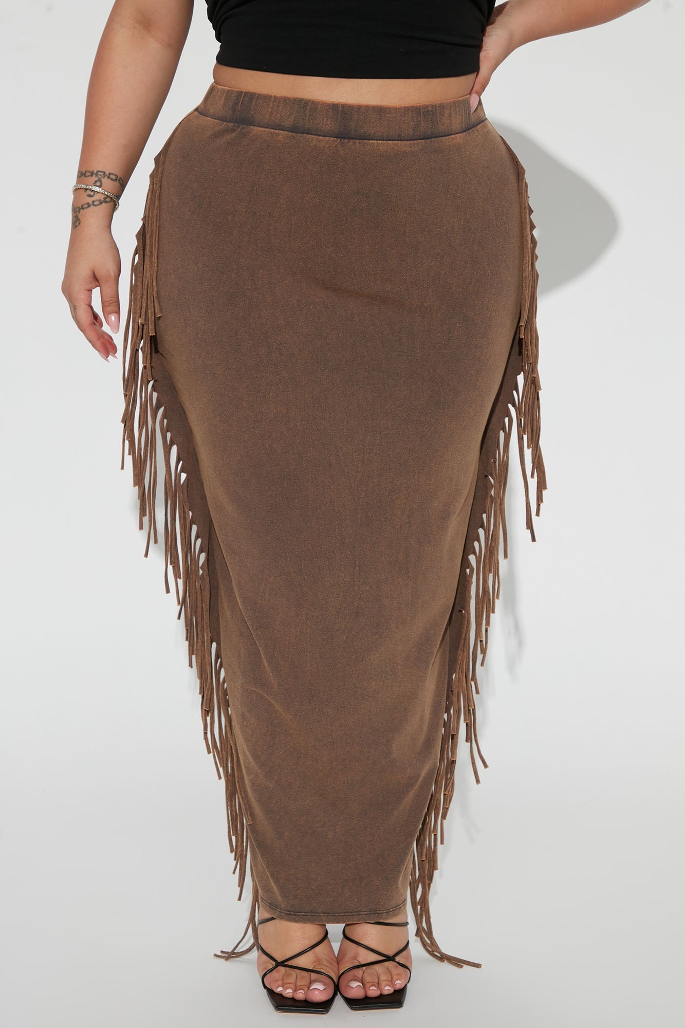 Sahara Mineral Wash Maxi Skirt - Brown