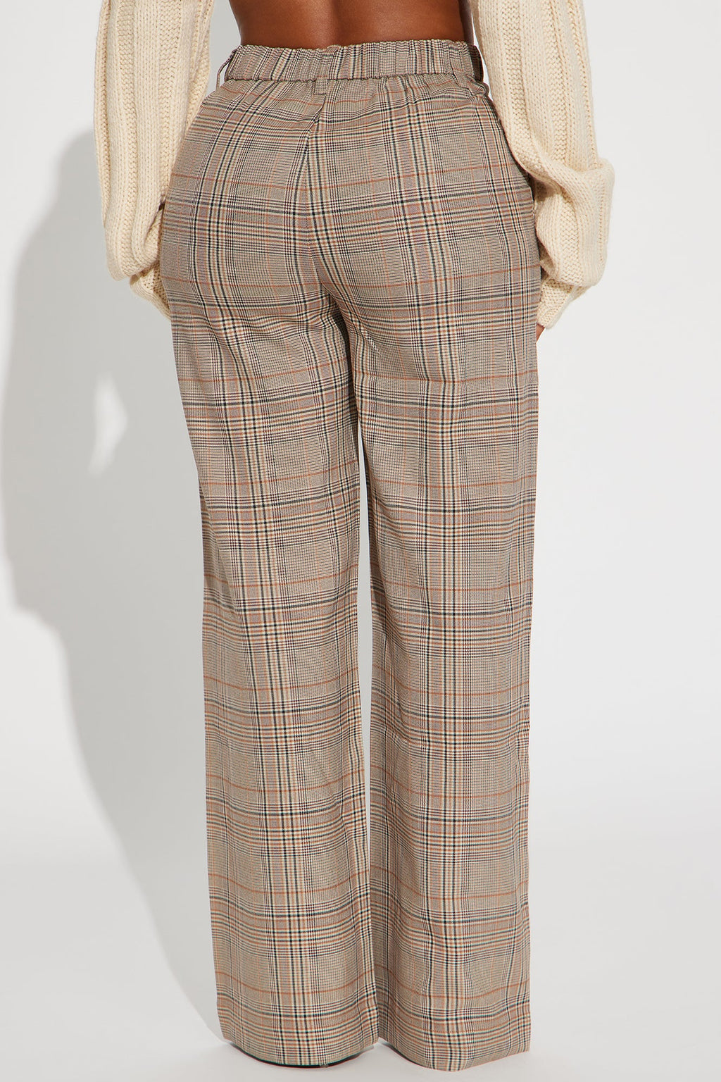 Talk Later Wide Leg Plaid Trouser - Khaki/combo