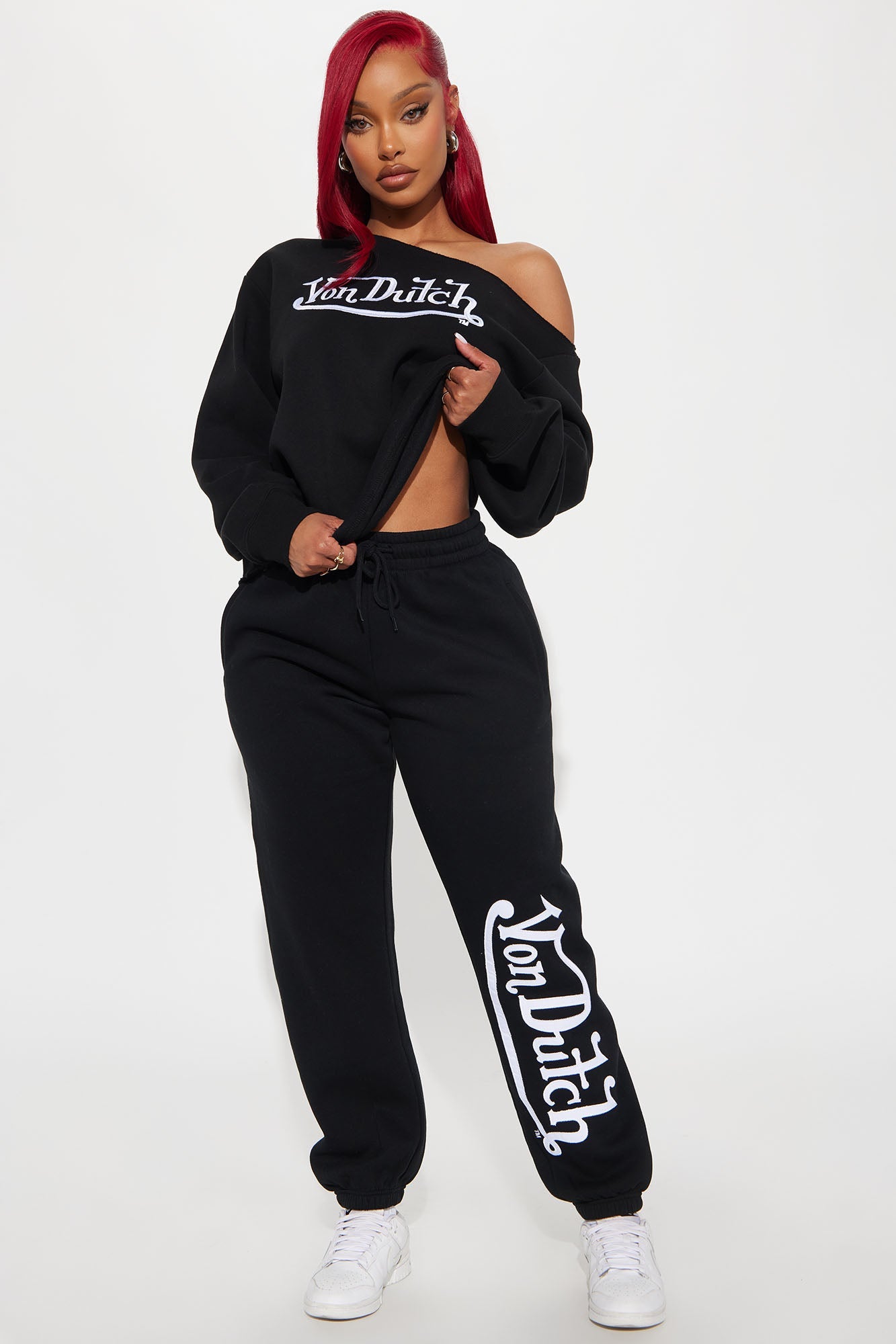 Von Dutch Classic Off Shoulder Sweatshirt - Black