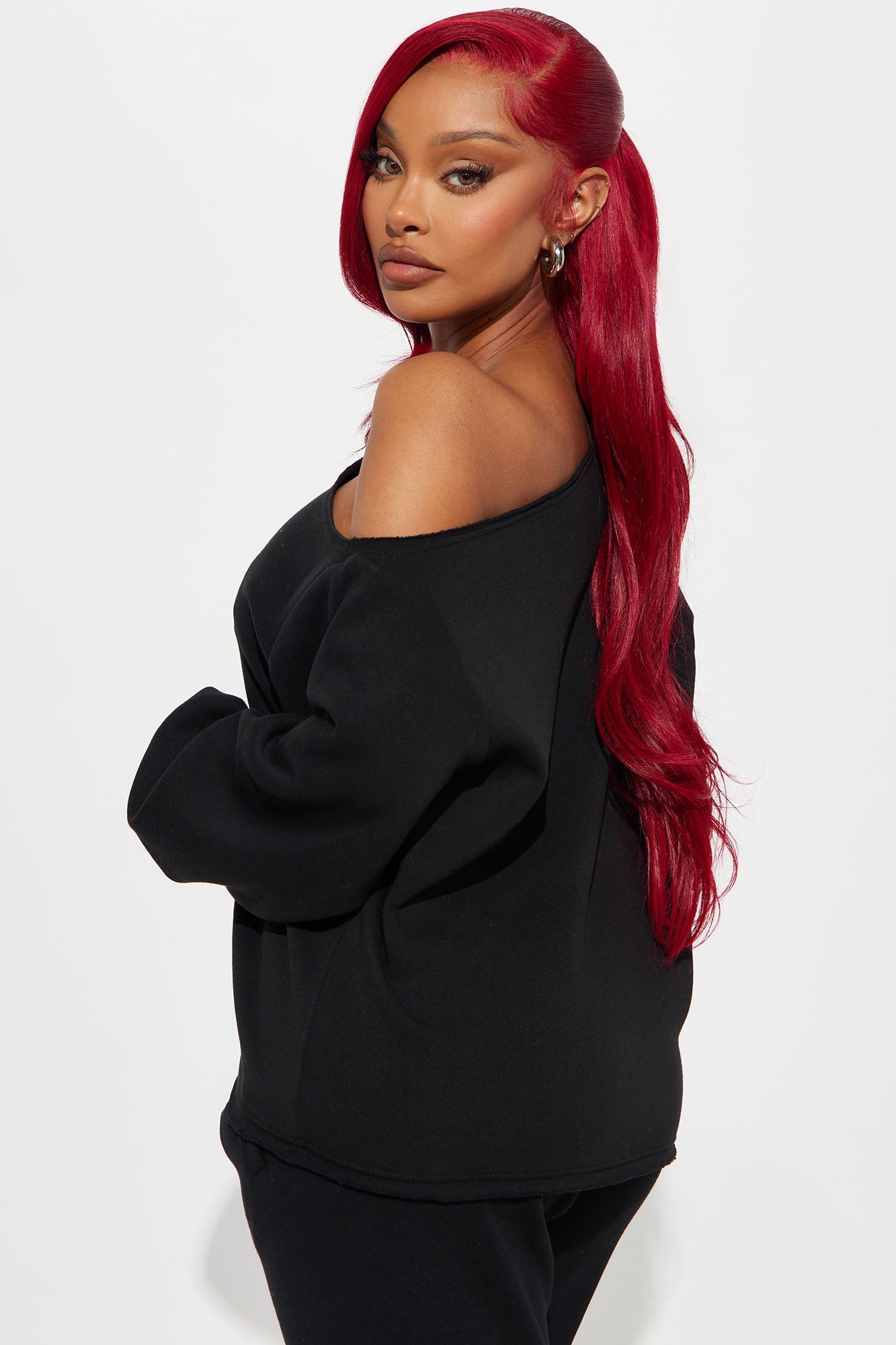 Von Dutch Classic Off Shoulder Sweatshirt - Black