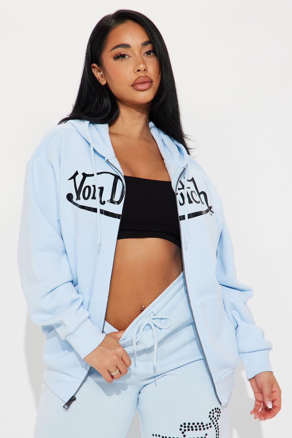 Von Dutch Classic Zip Front Hoodie - Blue/Black