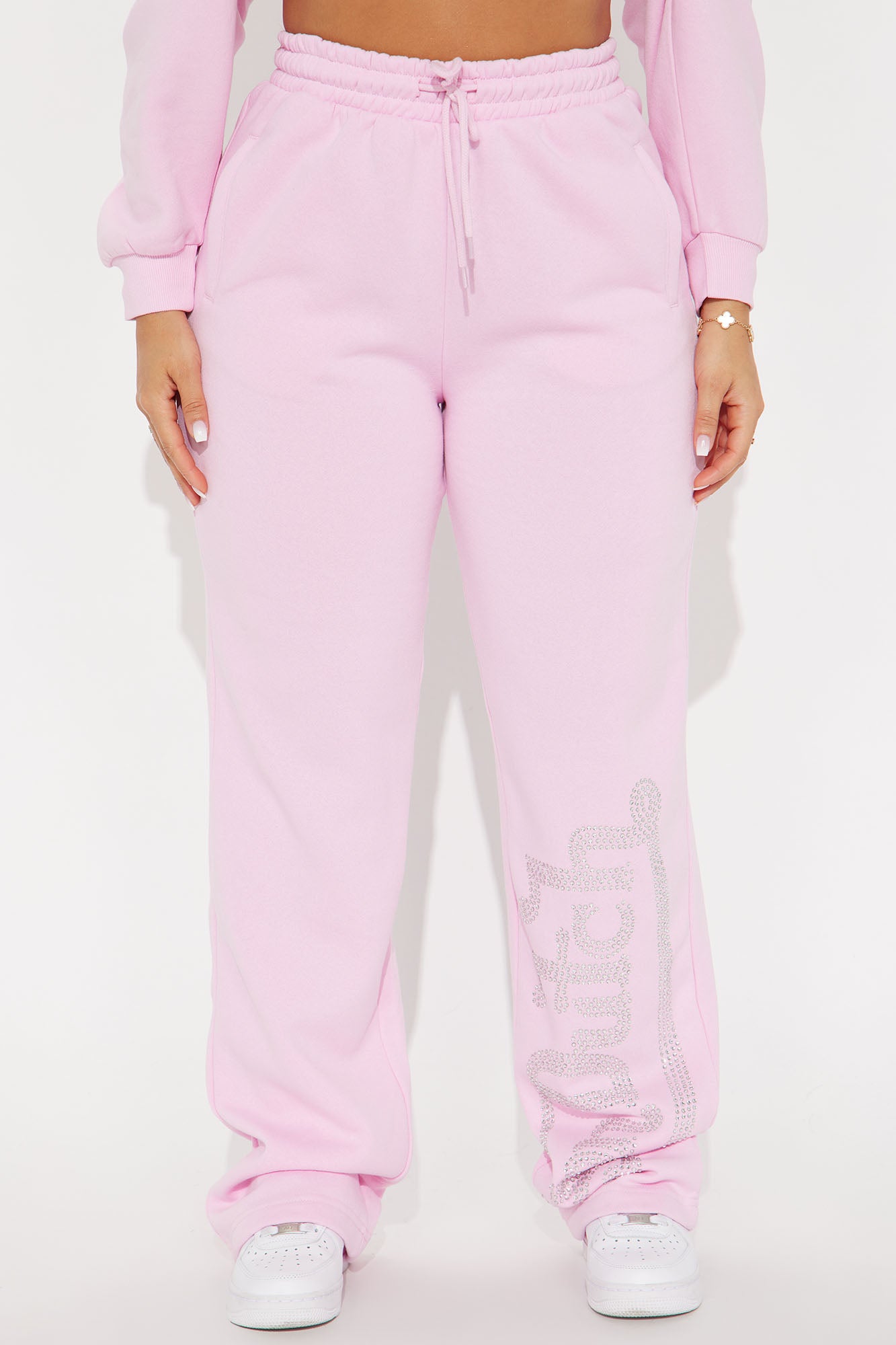 Von Dutch Rhinestone Wide Leg Pant - Pink