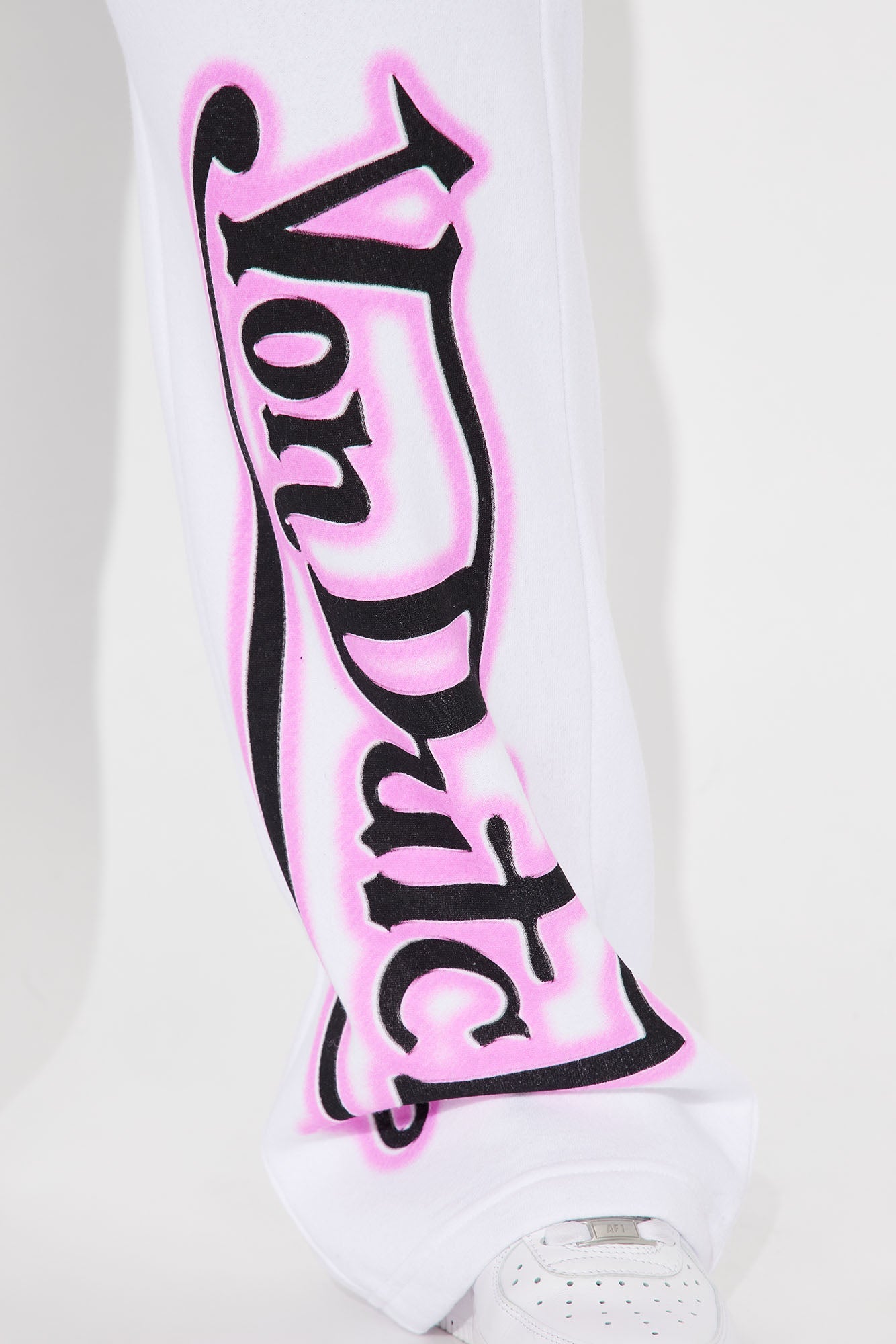 Von Dutch Graffiti Wide Leg Pant - White/Pink