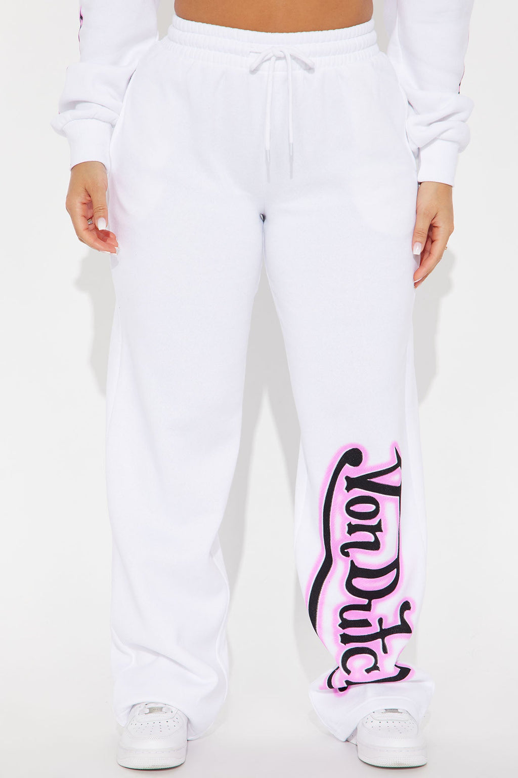Von Dutch Graffiti Wide Leg Pant - White/Pink