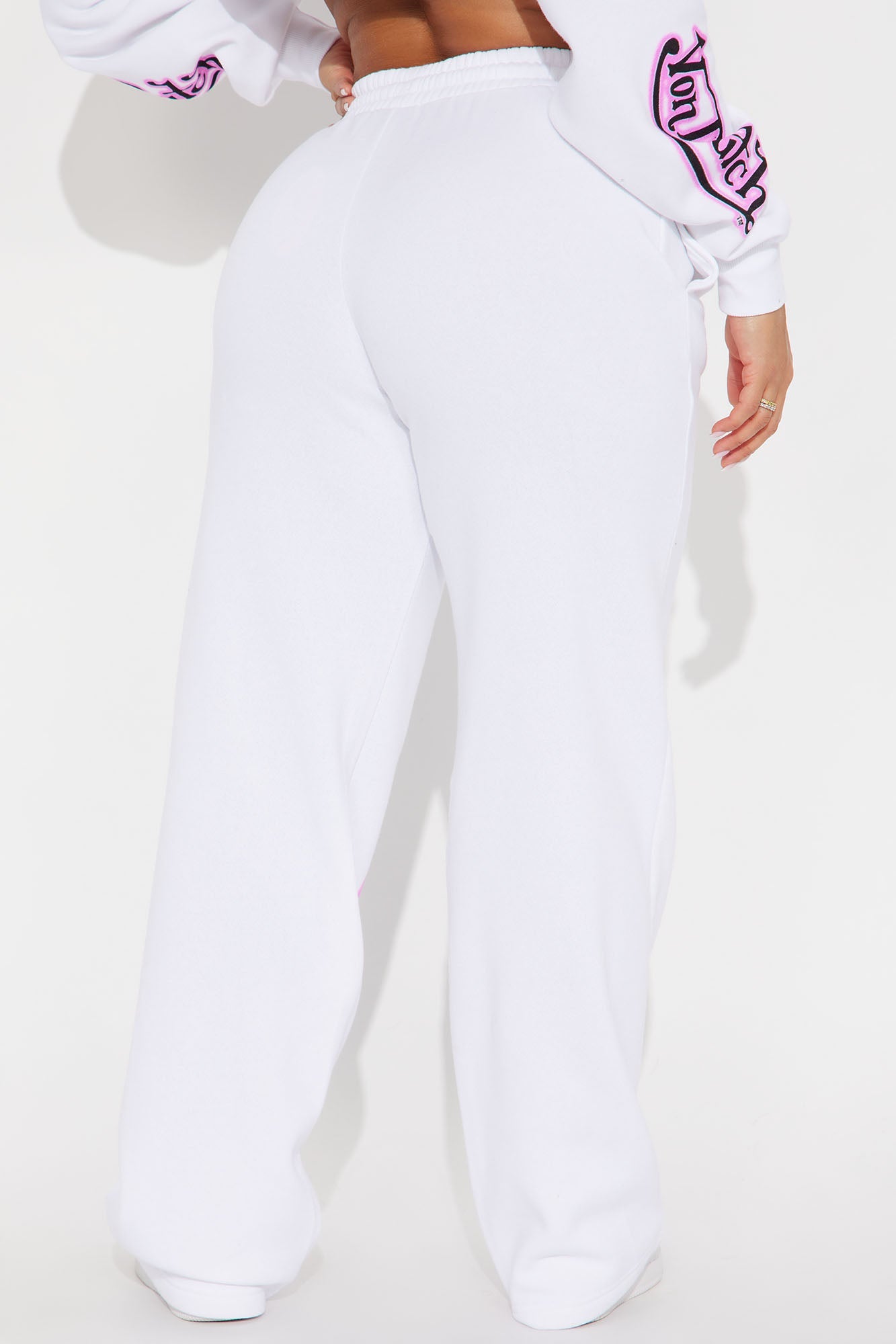 Von Dutch Graffiti Wide Leg Pant - White/Pink