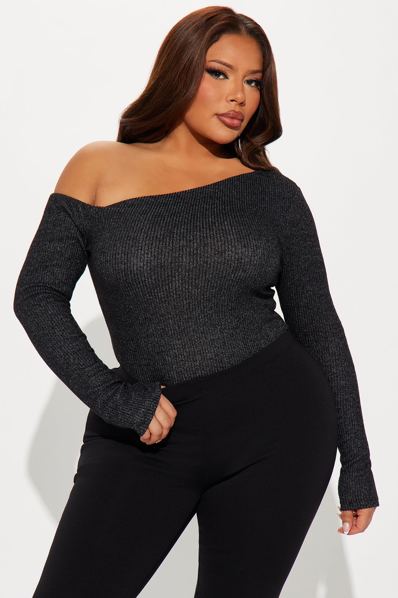 Naomi Ribbed Bodysuit - Black
