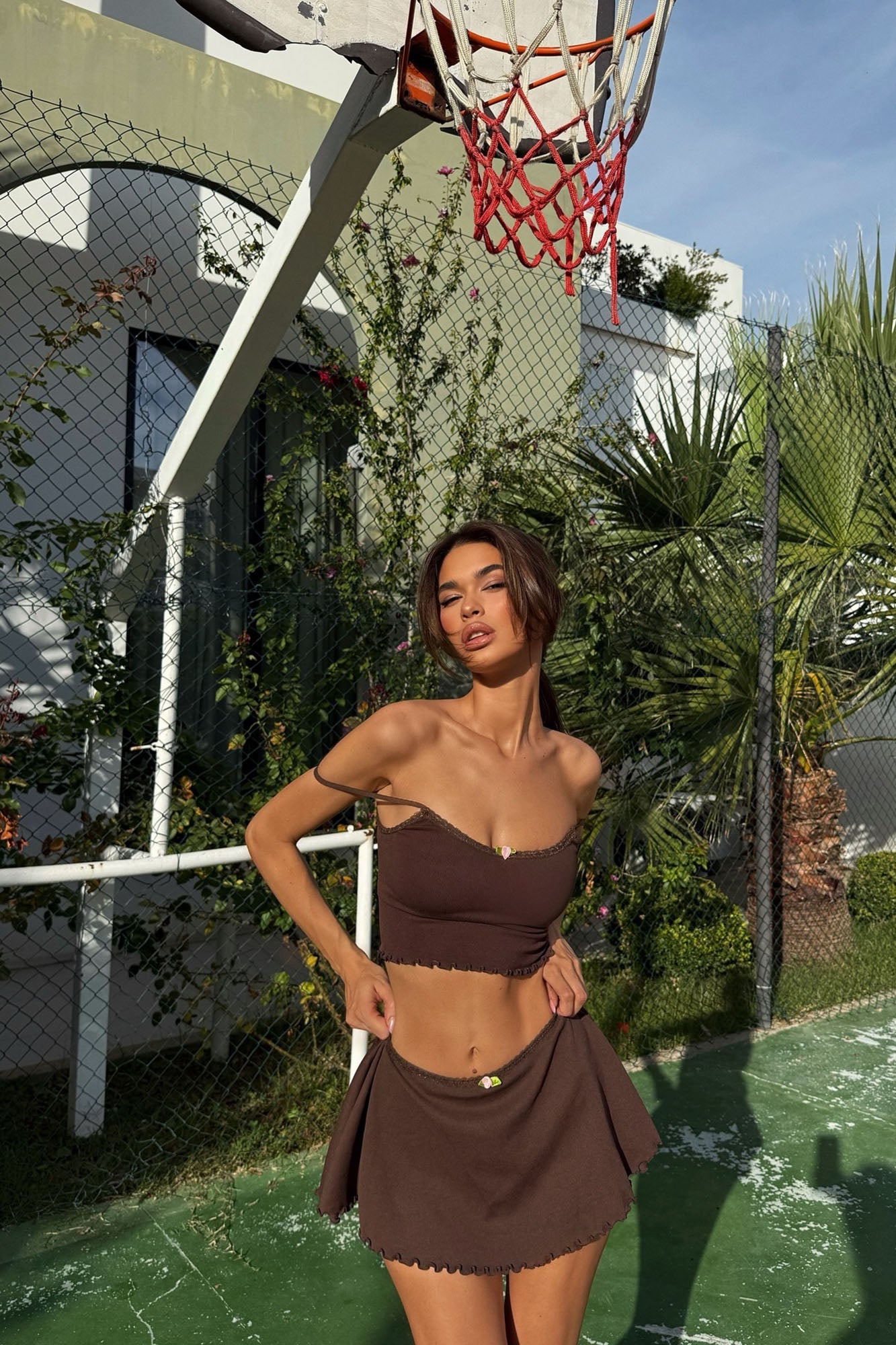 Pretty Girl Skirt Set - Chocolate