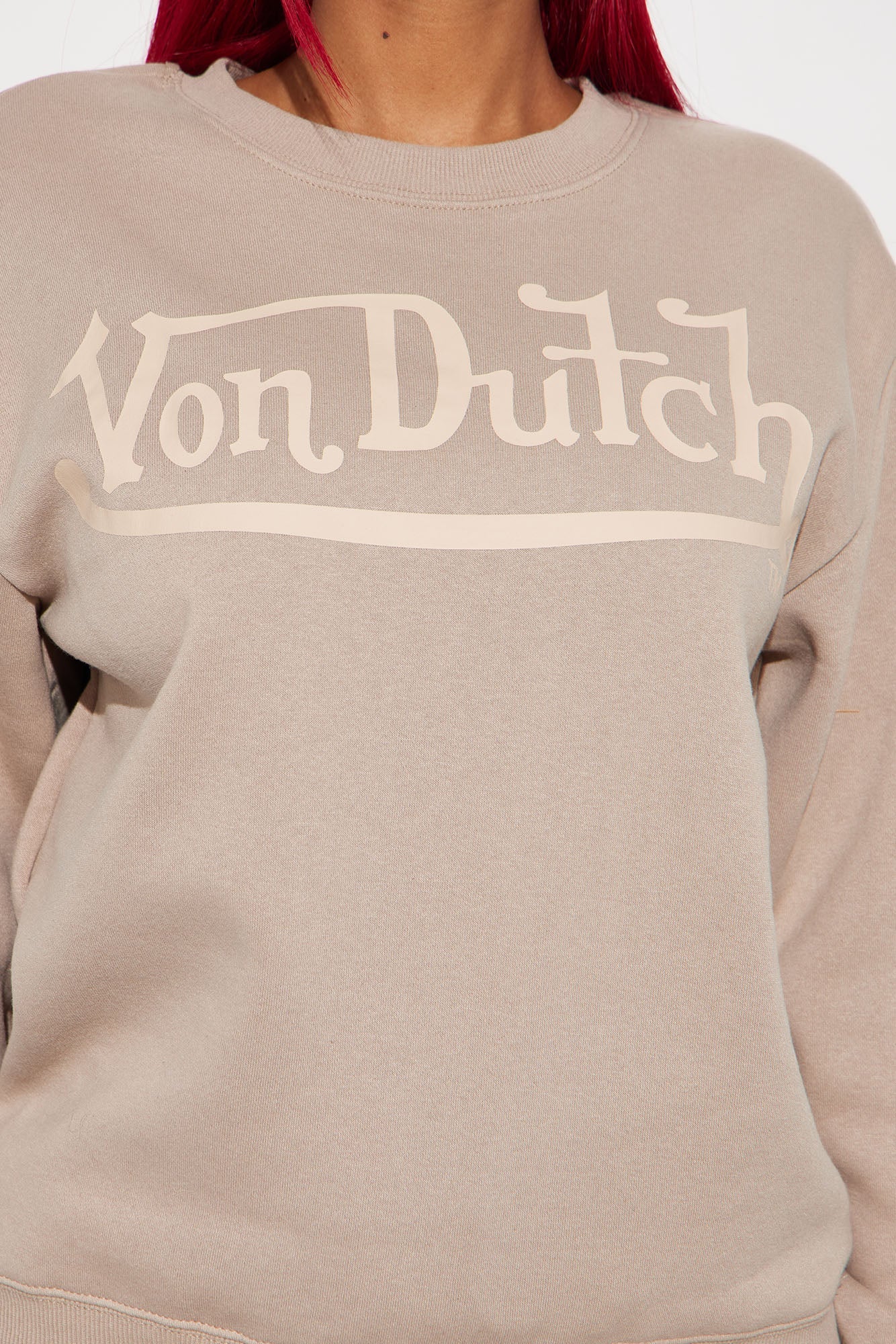 Von Dutch Distressed Crewneck Sweatshirt - Taupe
