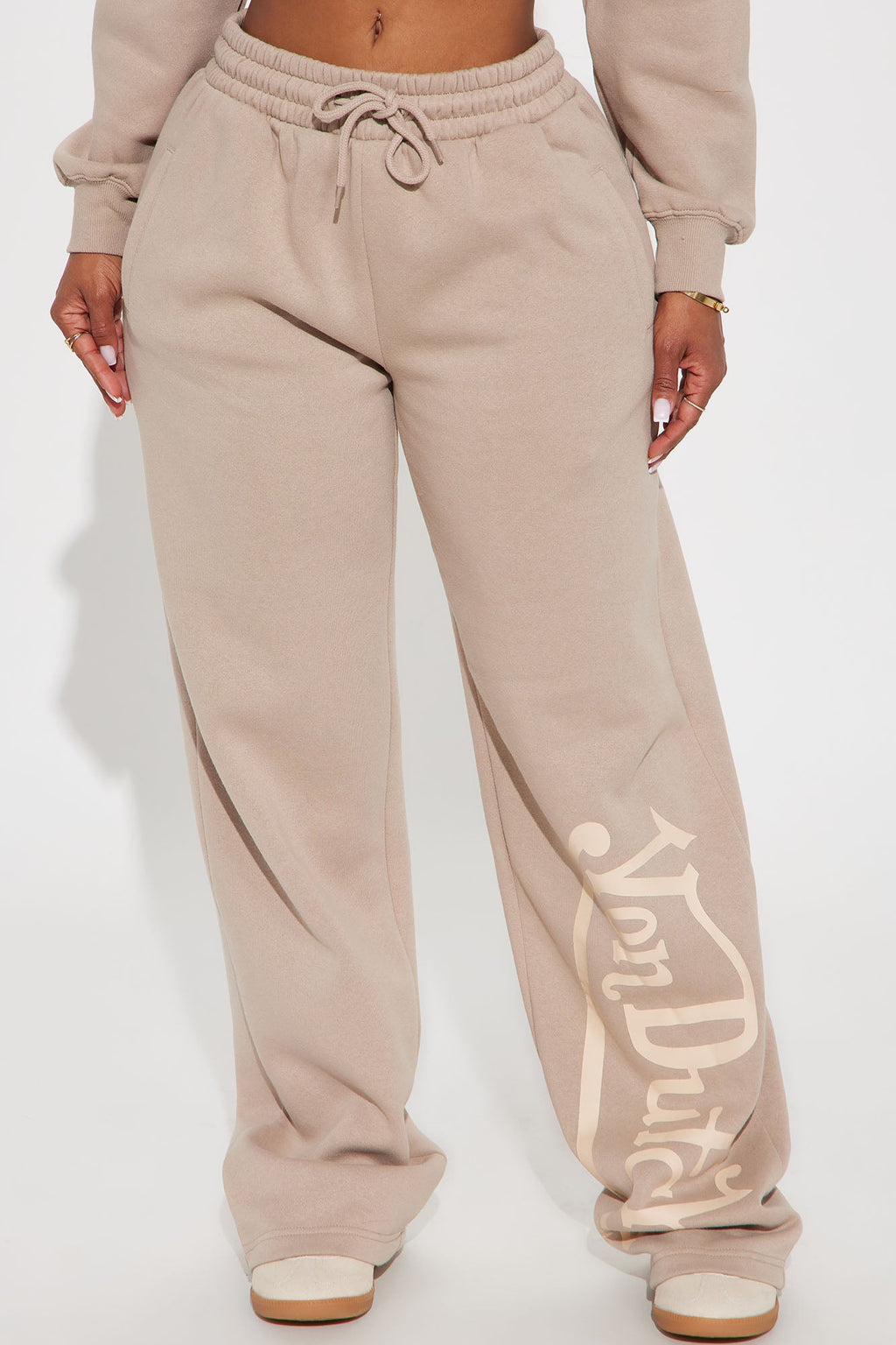 Von Dutch Distressed Wide Leg Pant - Taupe