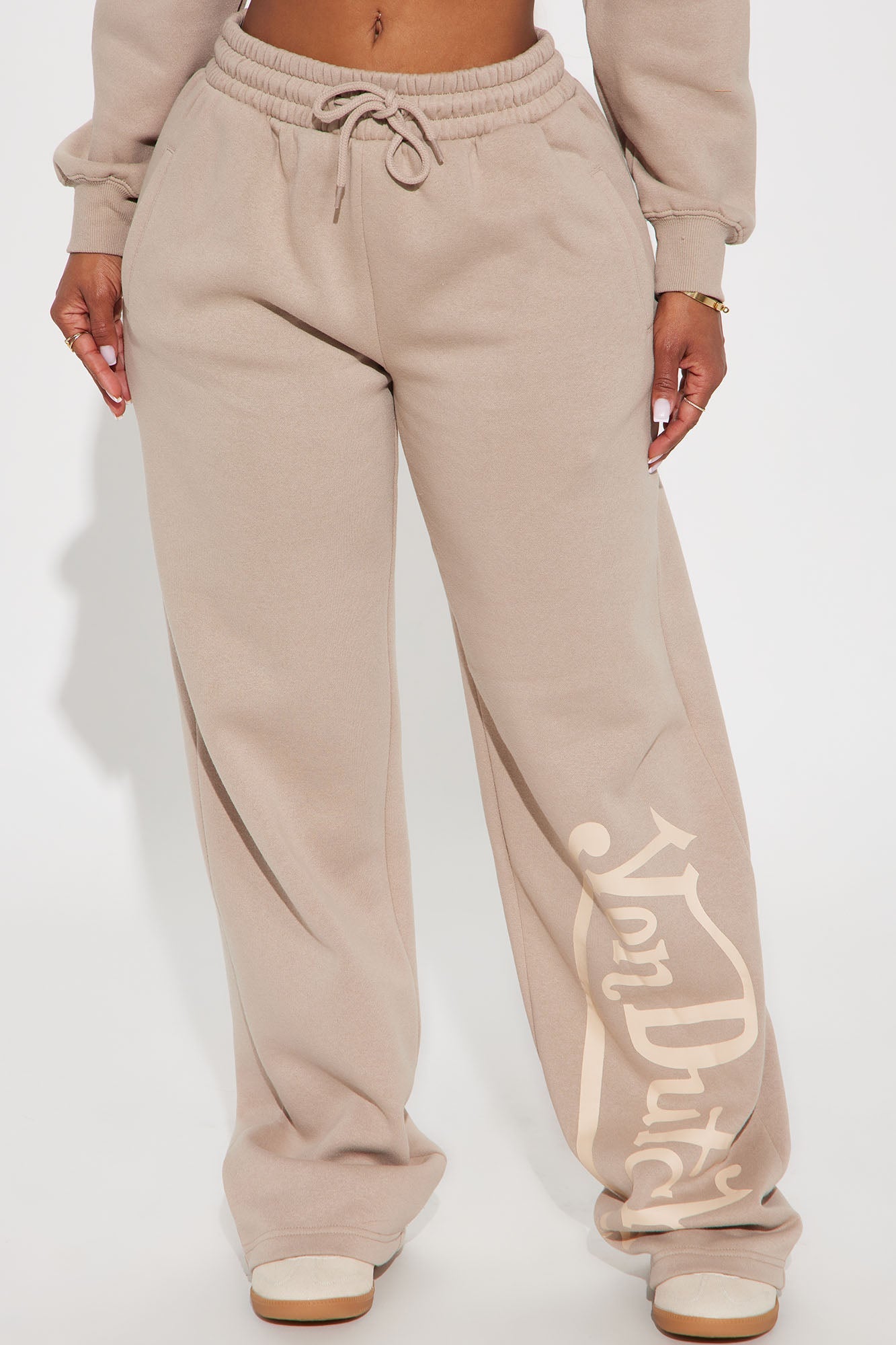 Von Dutch Distressed Wide Leg Pant - Taupe