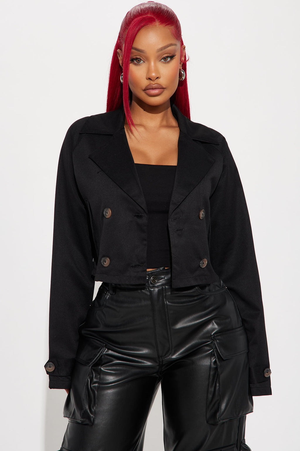 Rainy Days Cropped Trench - Black