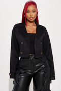 Rainy Days Cropped Trench - Black