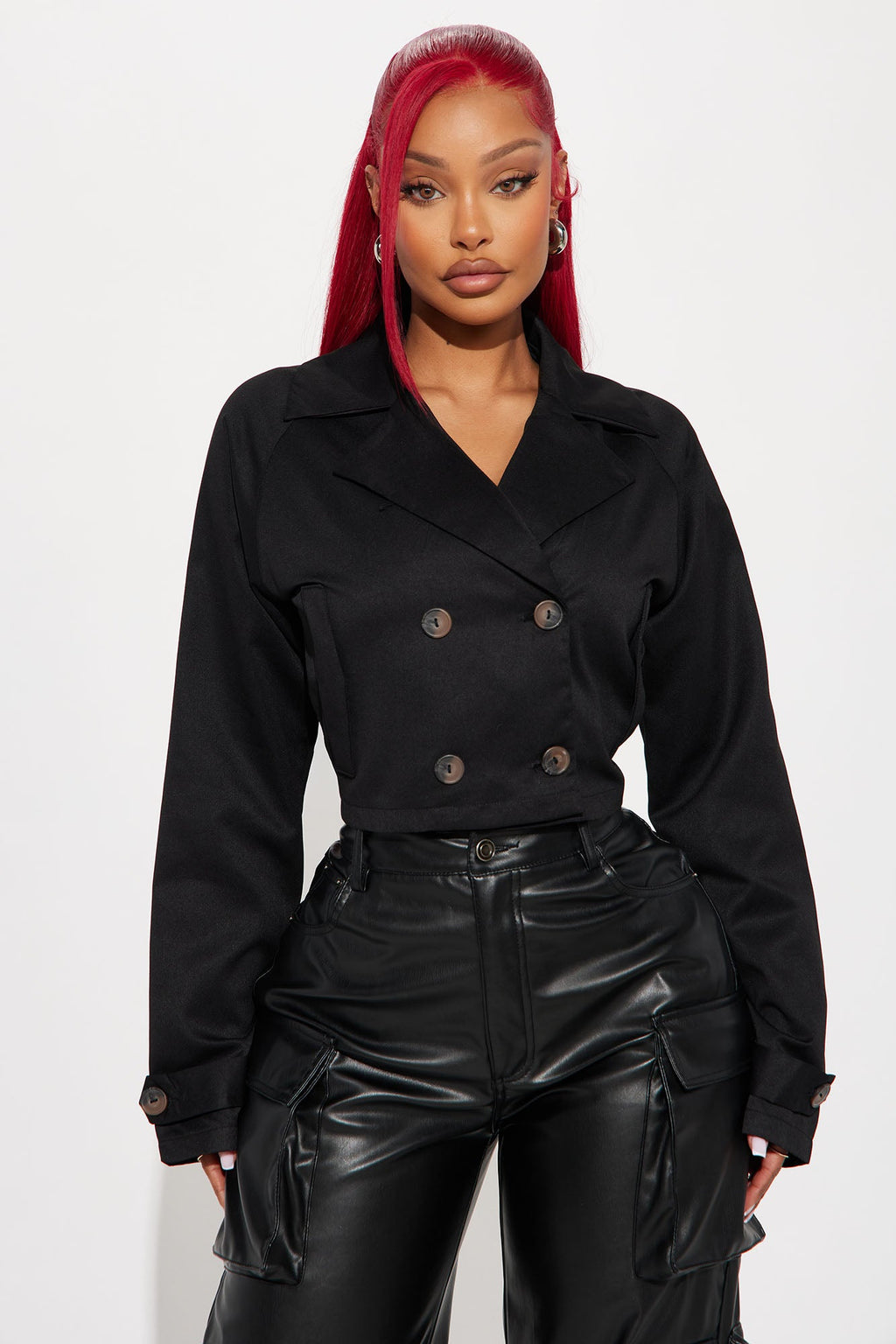 Rainy Days Cropped Trench - Black