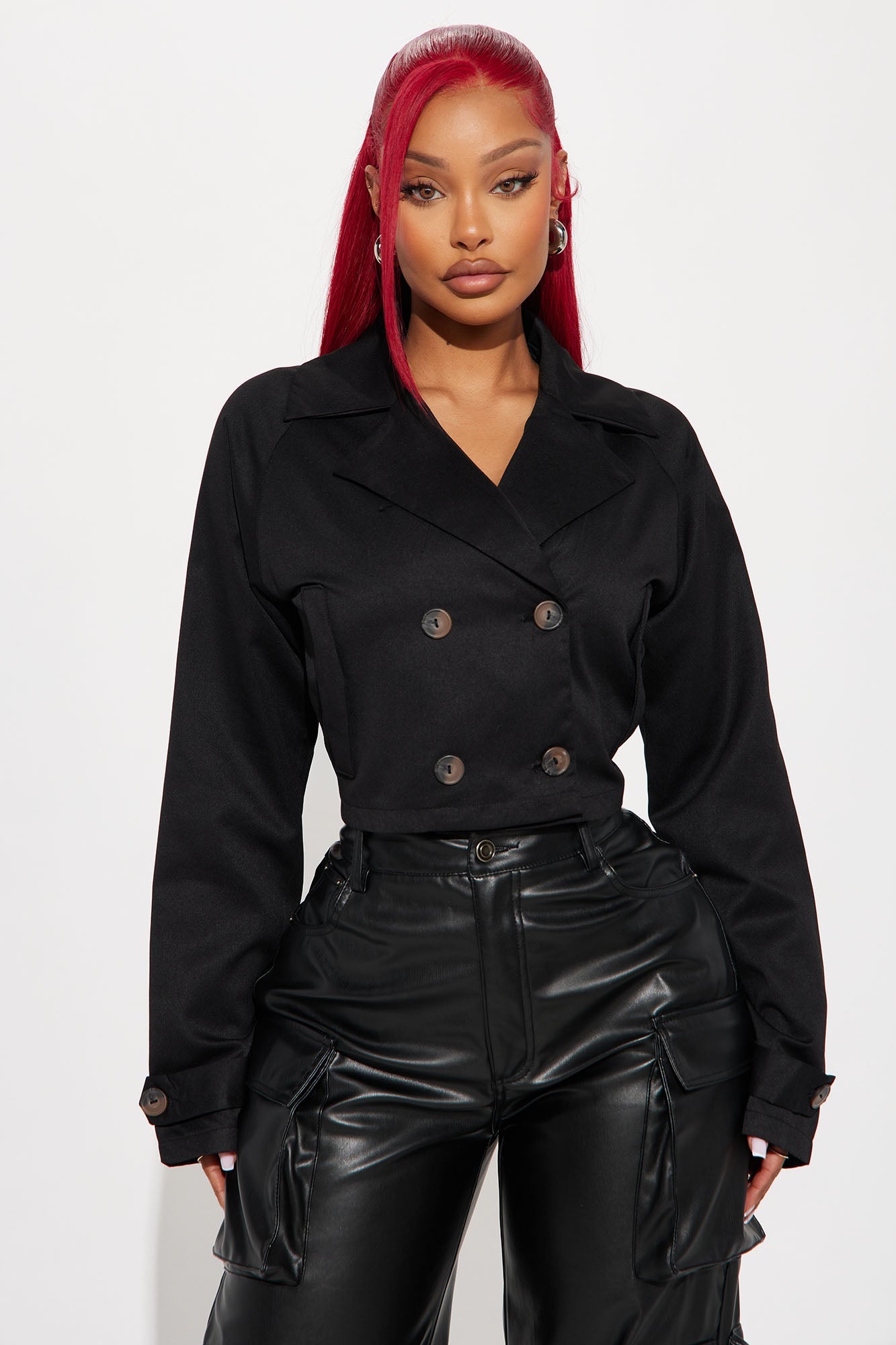 Rainy Days Cropped Trench - Black