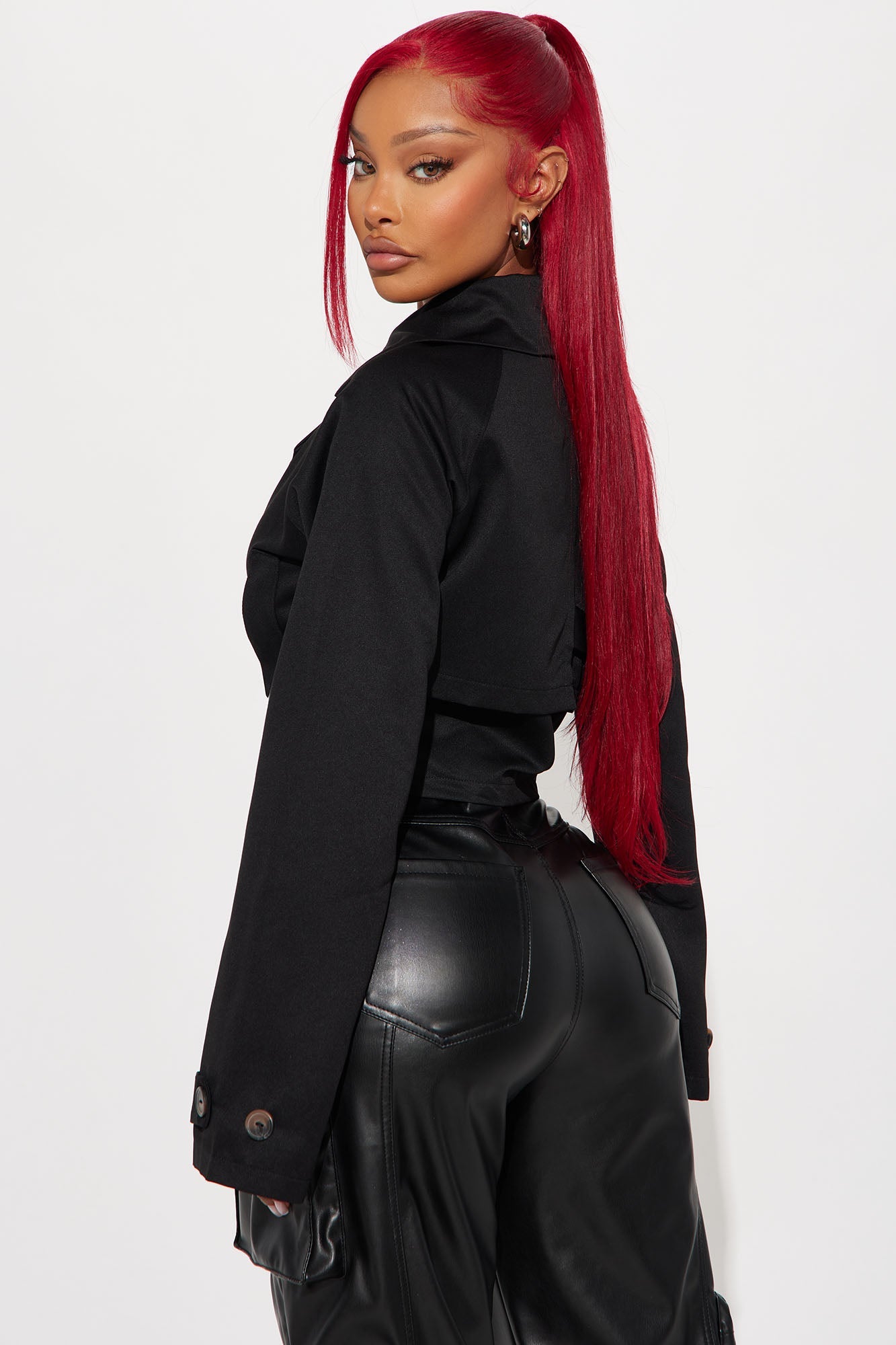 Rainy Days Cropped Trench - Black